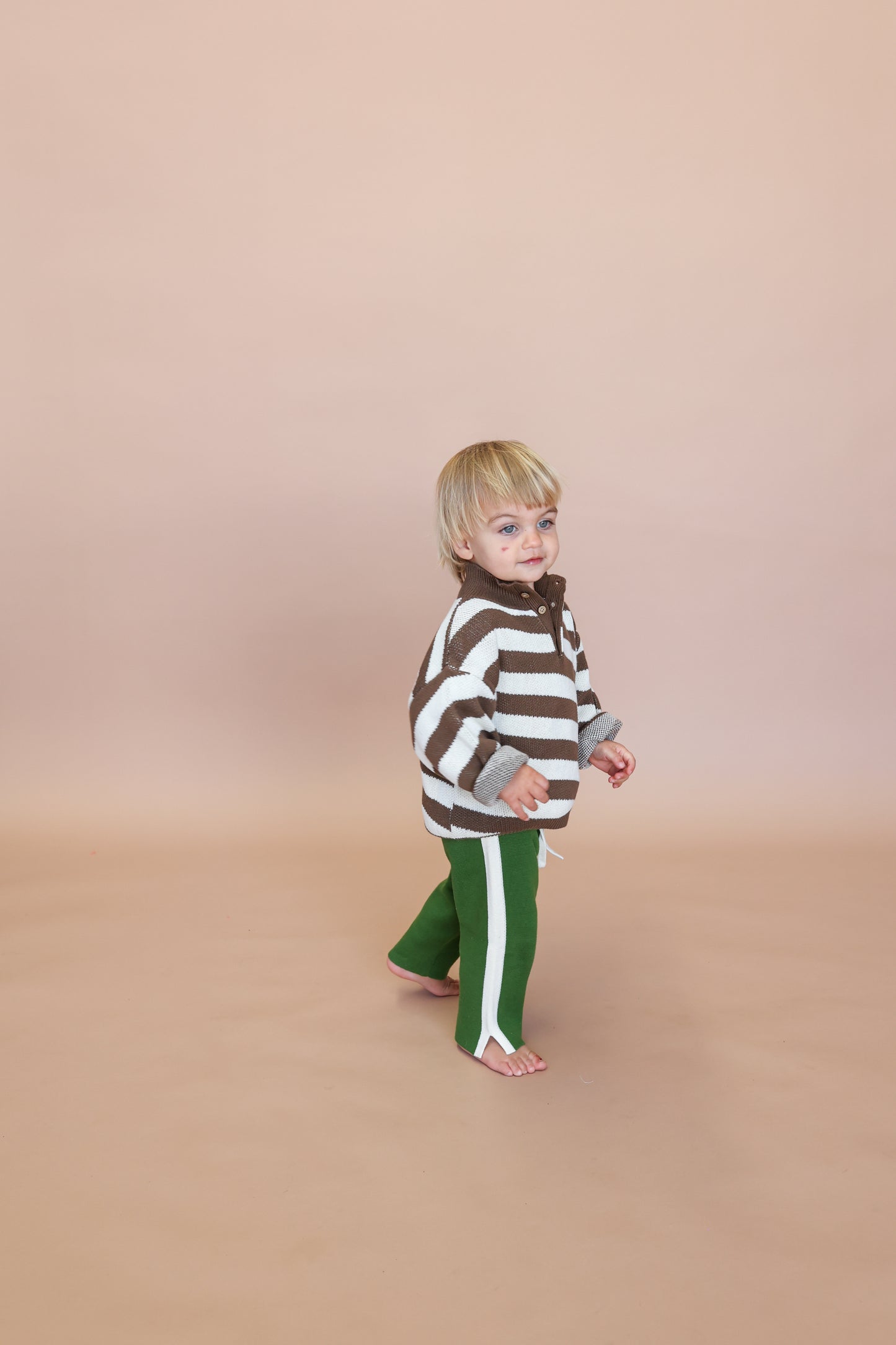 【LAST ONE】Button Up Diagonal Stripe Pull Over