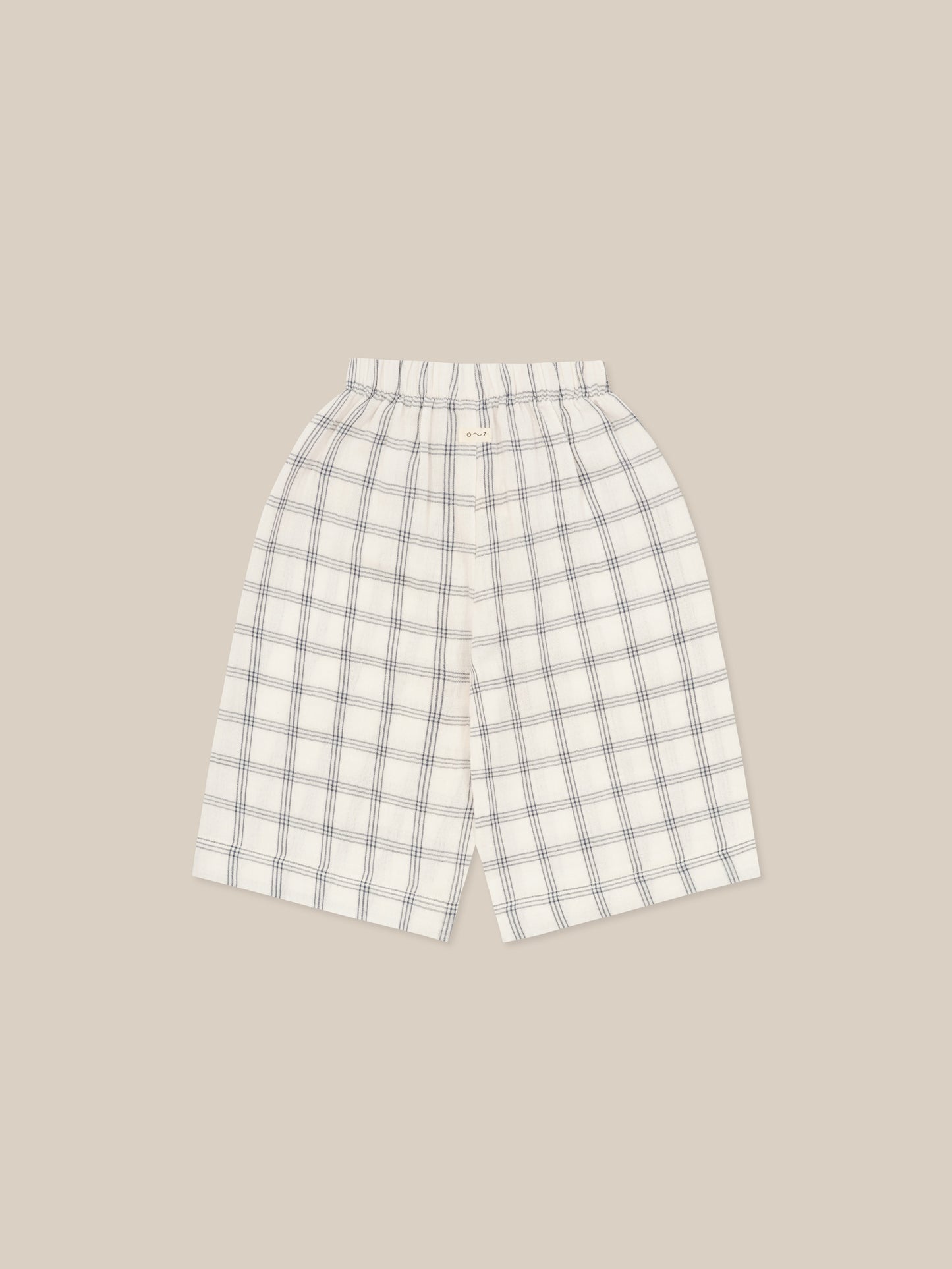 Navy Window Check Wide Leg Pants