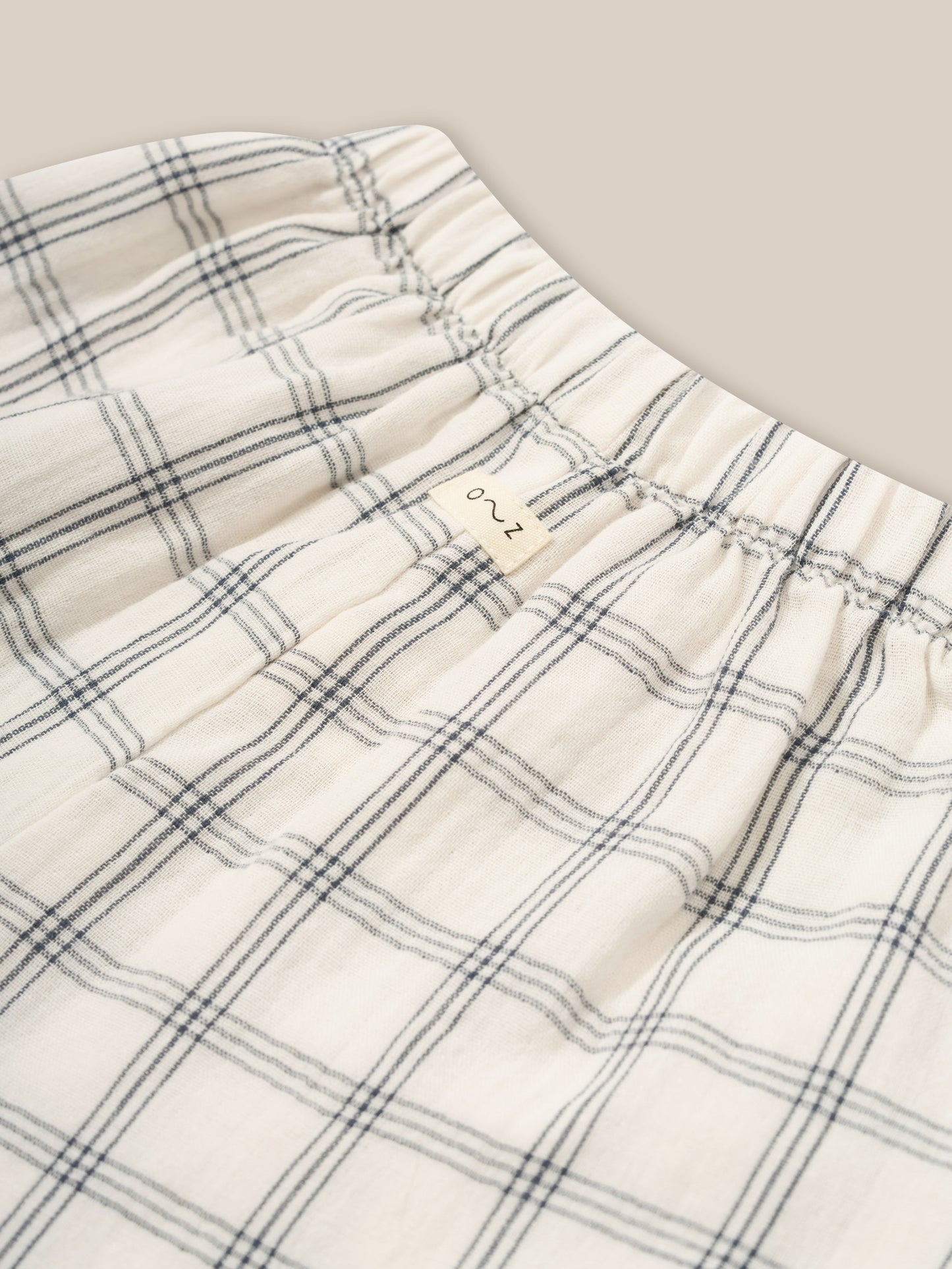 Navy Window Check Wide Leg Pants