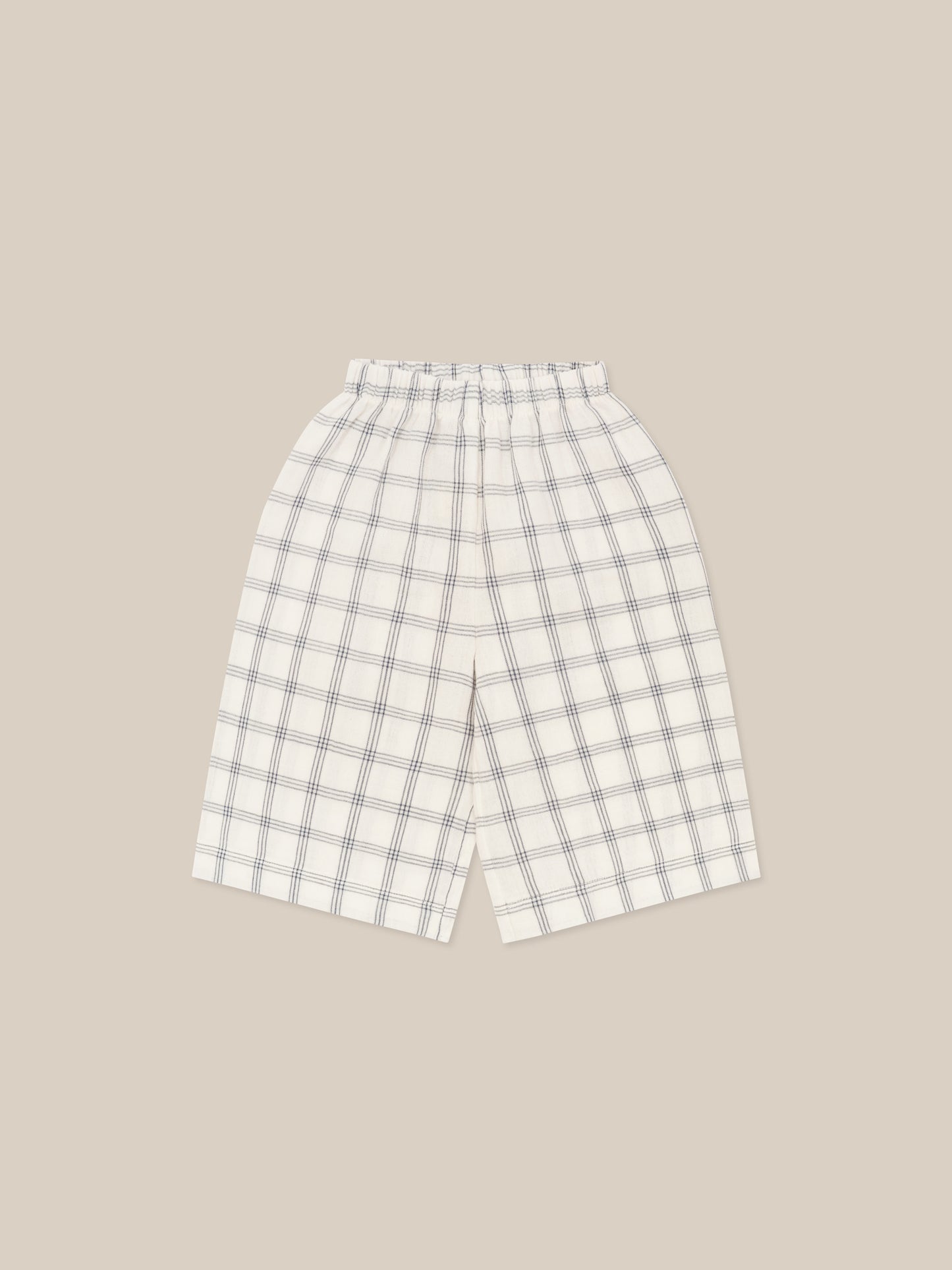 Navy Window Check Wide Leg Pants