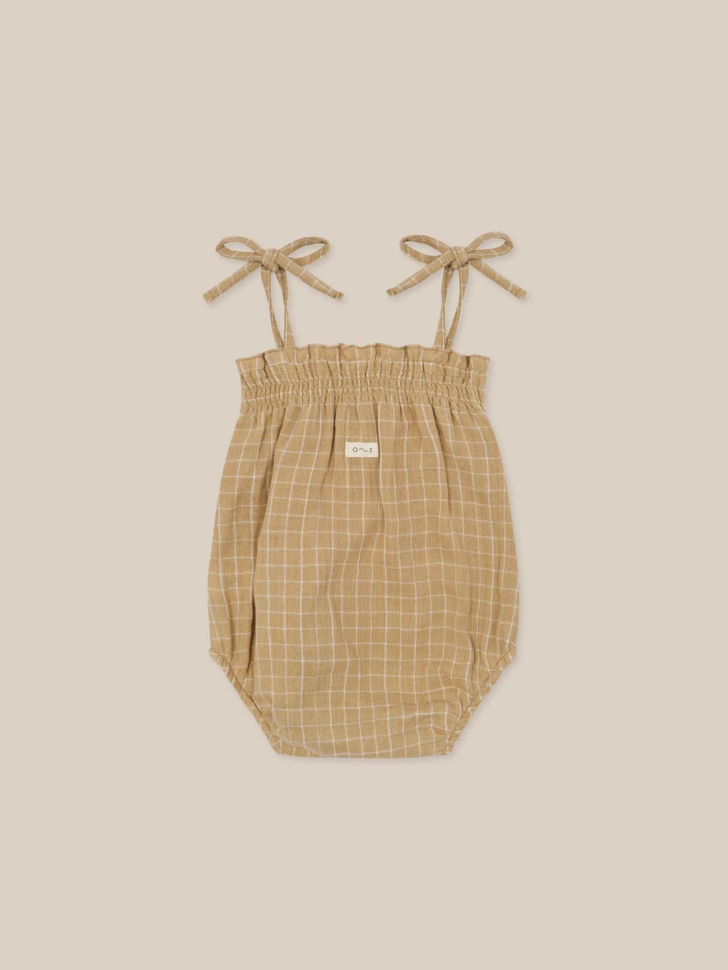 【LAST TWO】Grid Check Spaghetti Bodysuit Wheat
