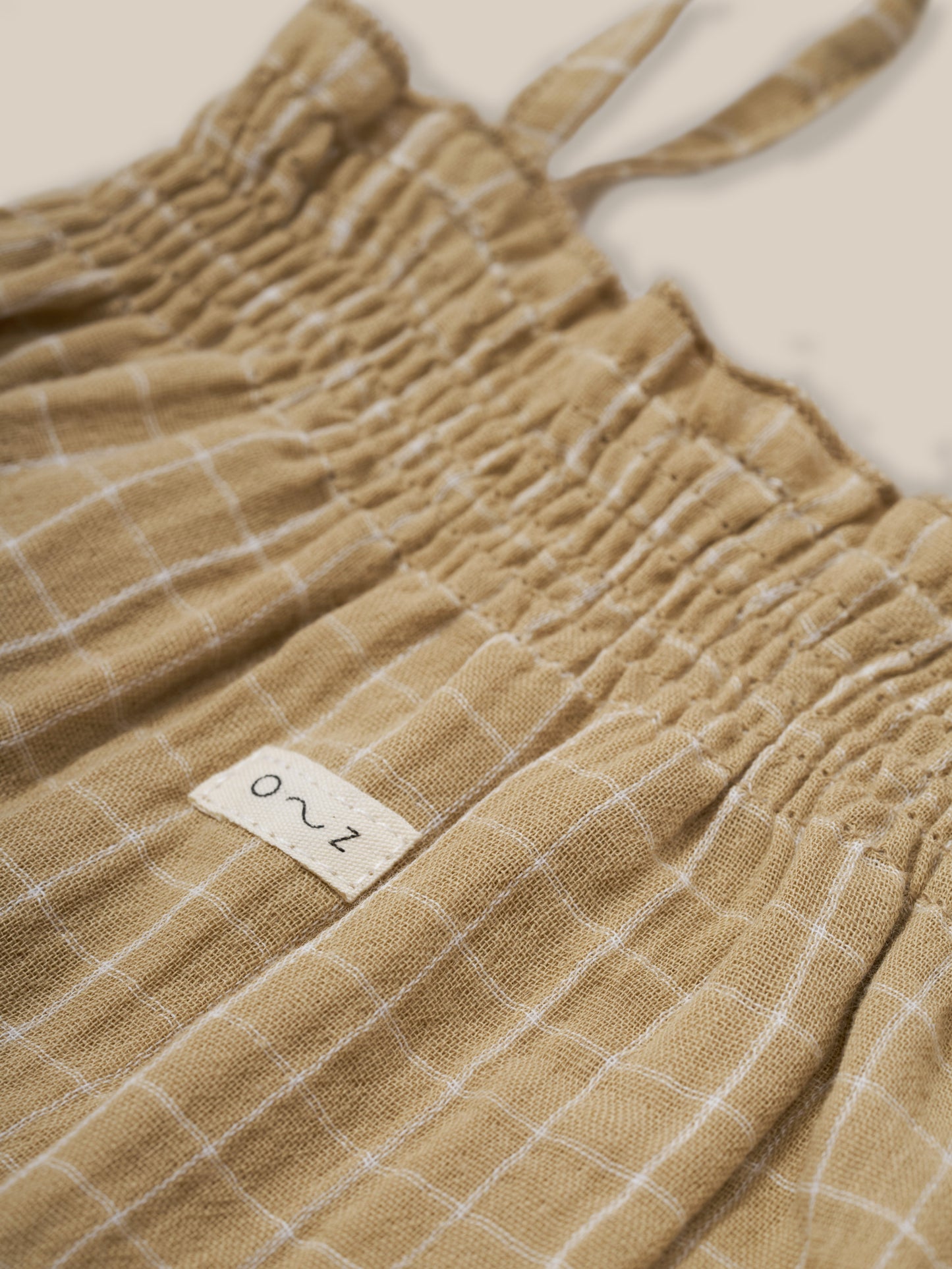 【LAST TWO】Grid Check Spaghetti Bodysuit Wheat