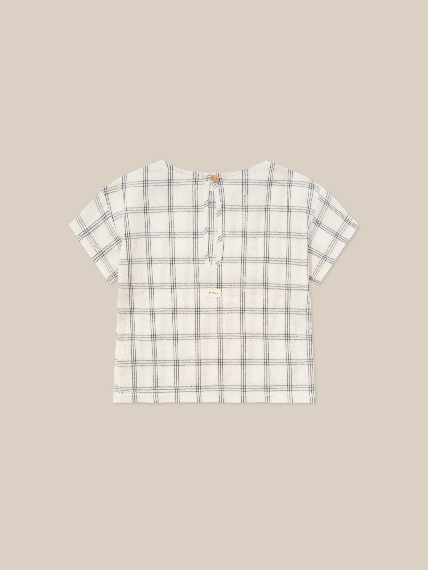 Navy Window Check Boxy T-Shirt