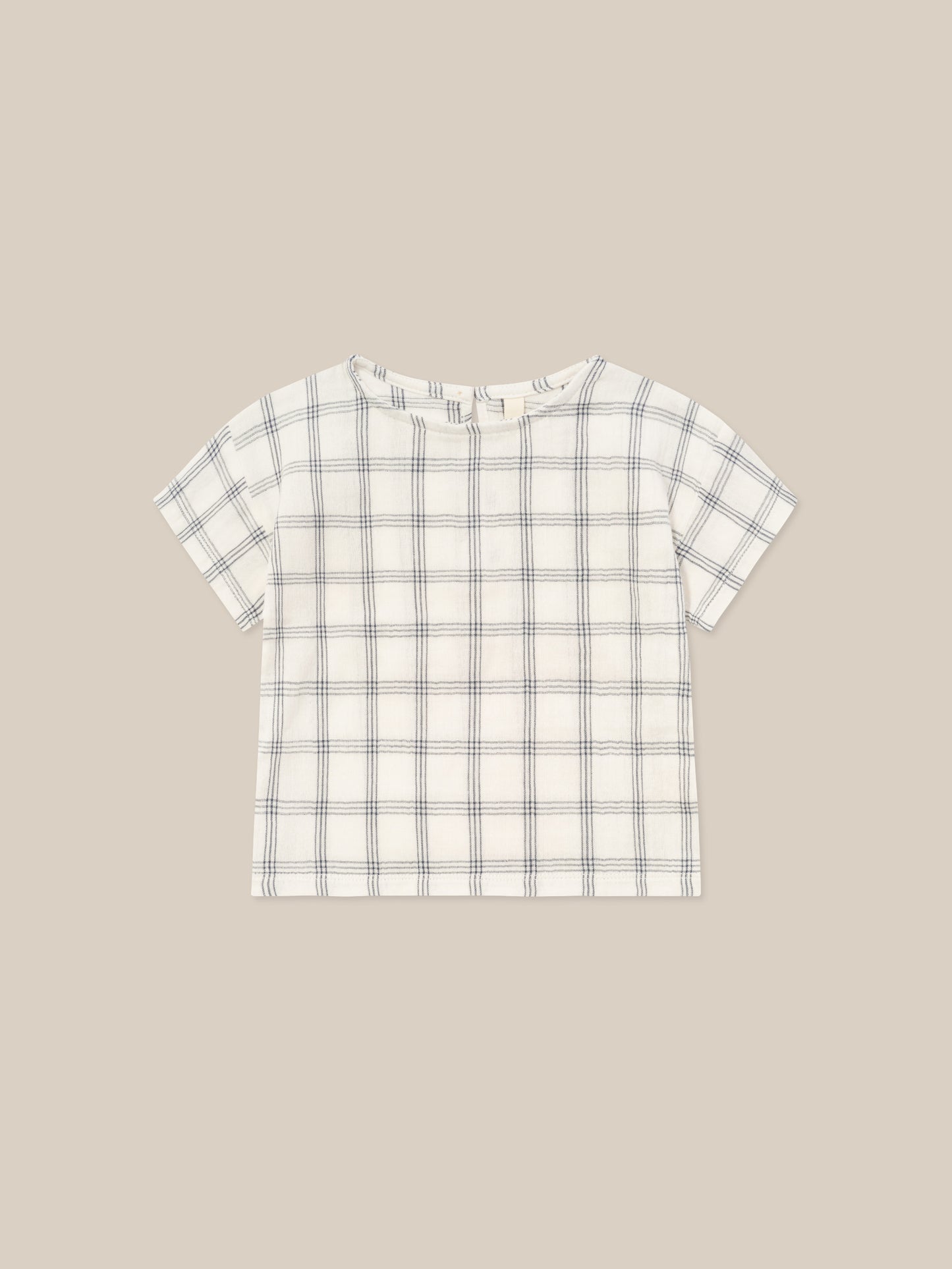 Navy Window Check Boxy T-Shirt
