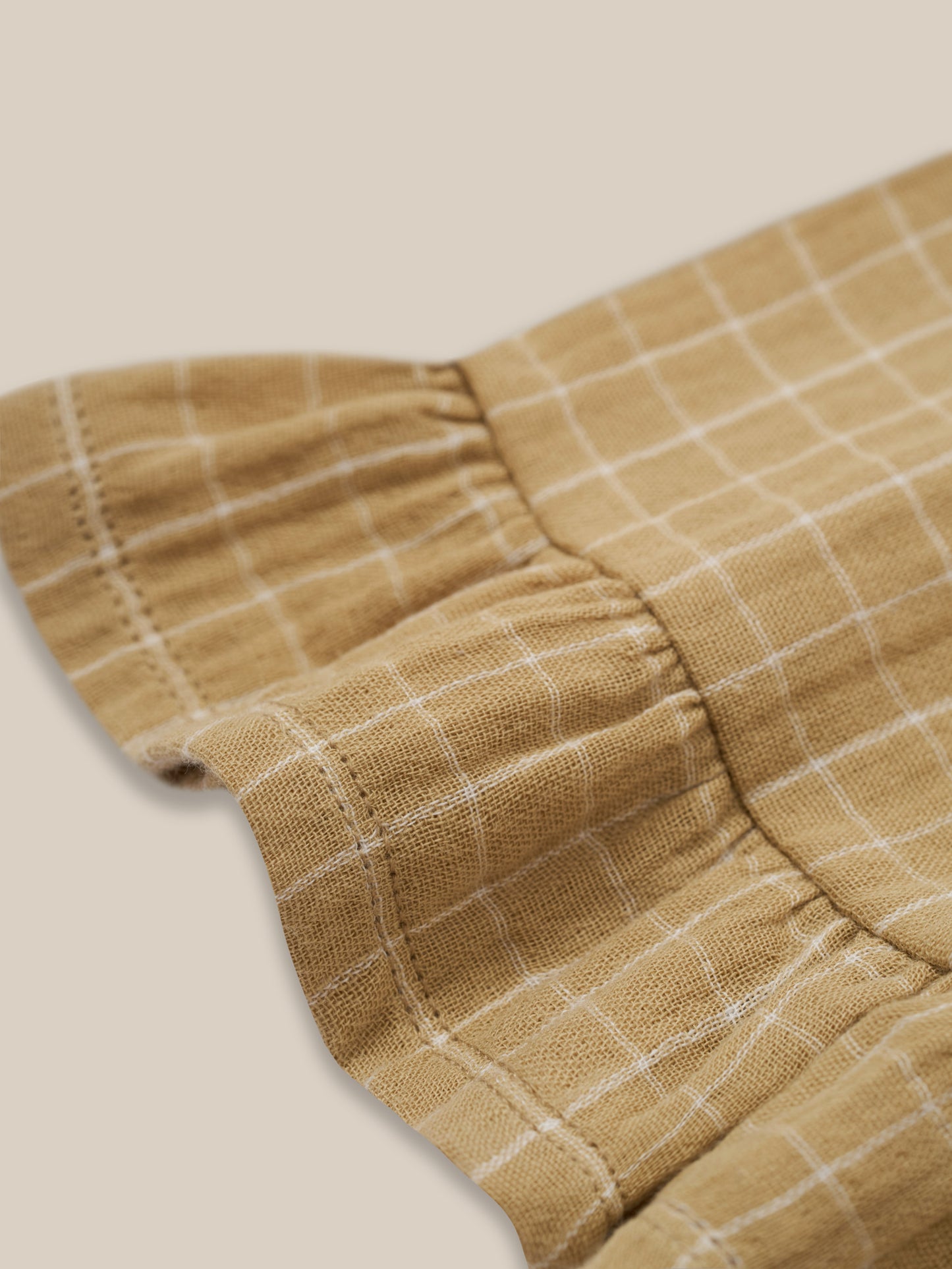 【LAST ONE】Grid Check Frill Culottes Wheat