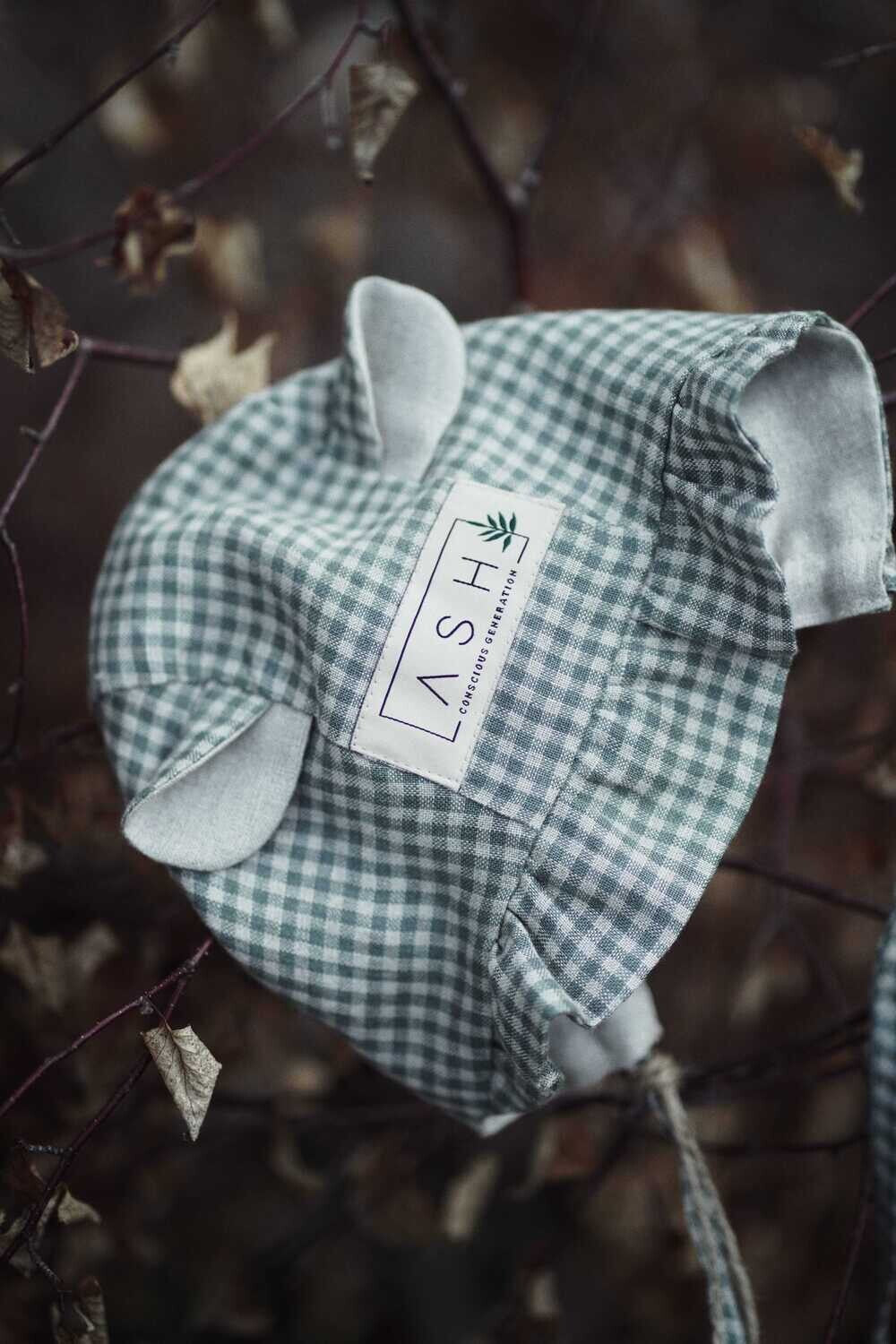 BASIL GINGHAM BEAR BONNET
