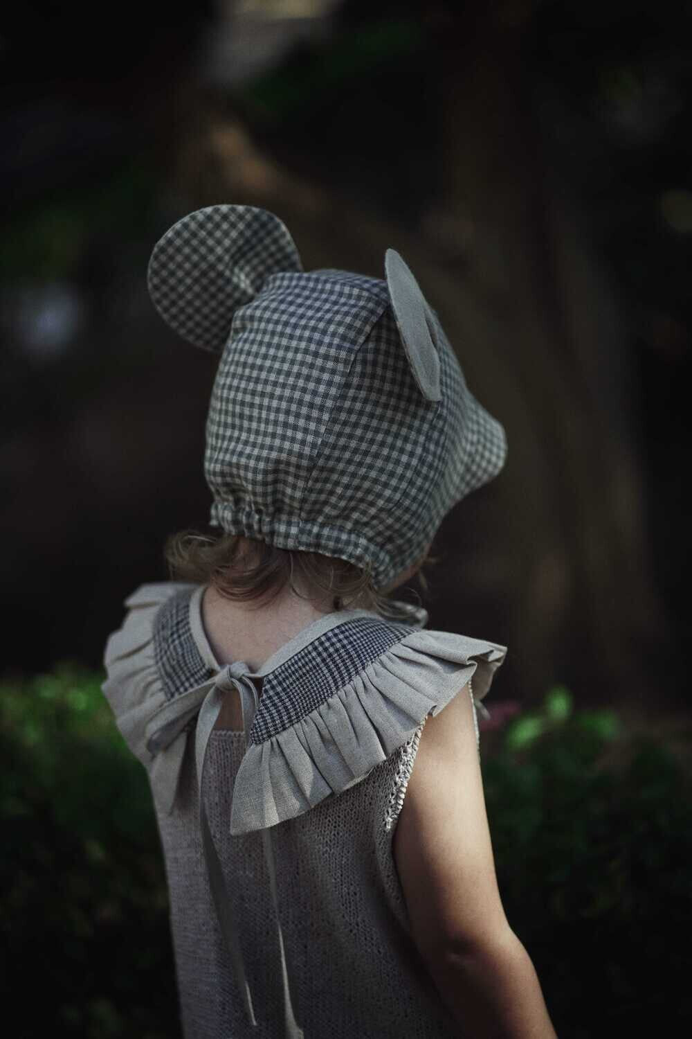 BASIL GINGHAM MOUSE BONNET