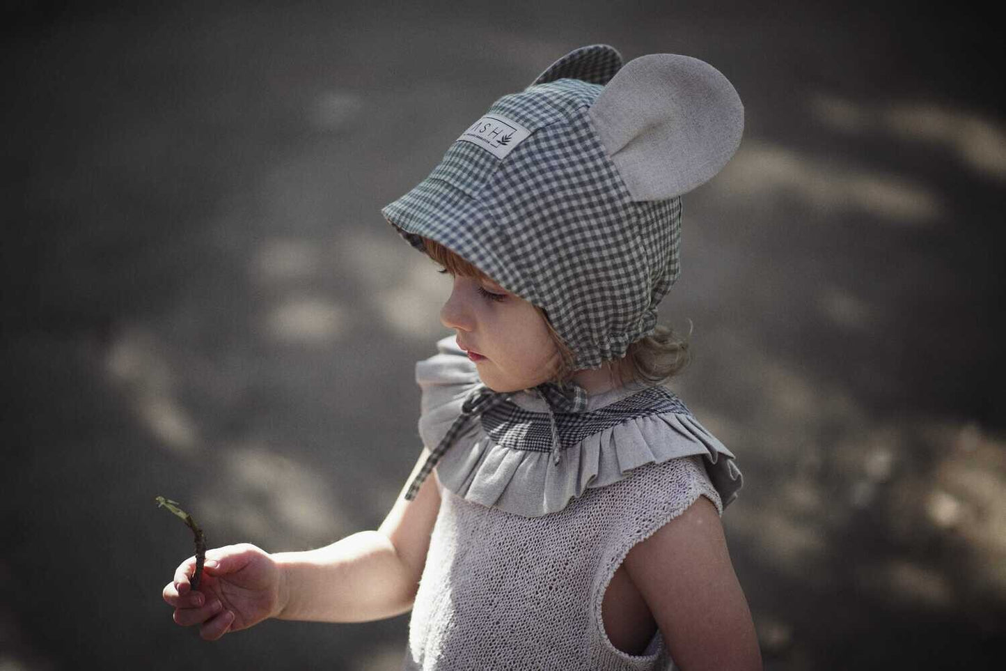 BASIL GINGHAM MOUSE BONNET