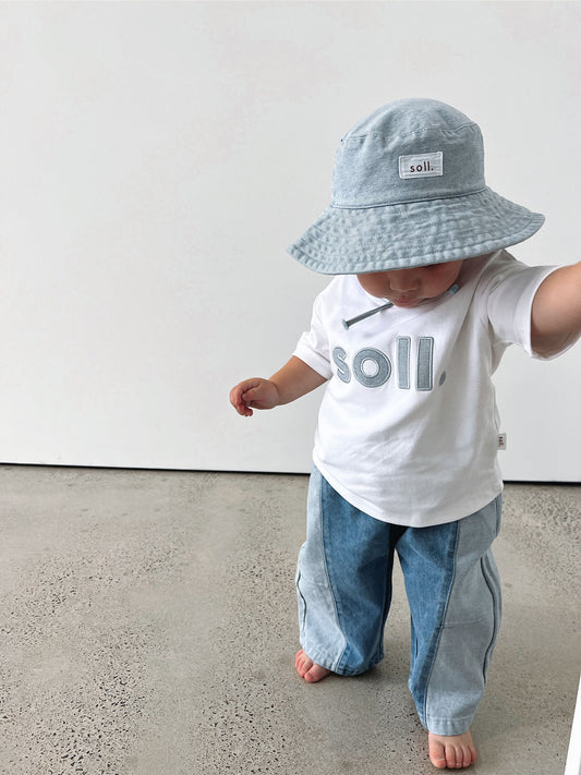 Kids Soll Denim Logo Tee - Light