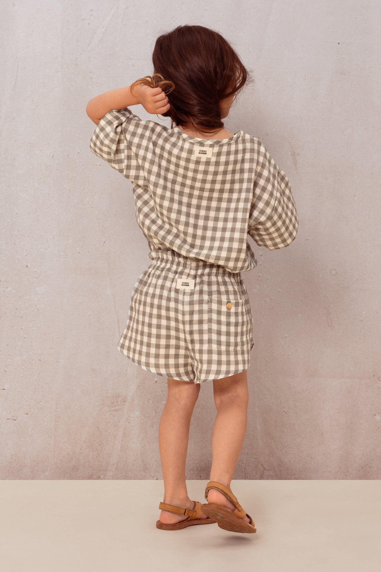 SHORT GEORGETTE - VICHY VERT DE GRIS