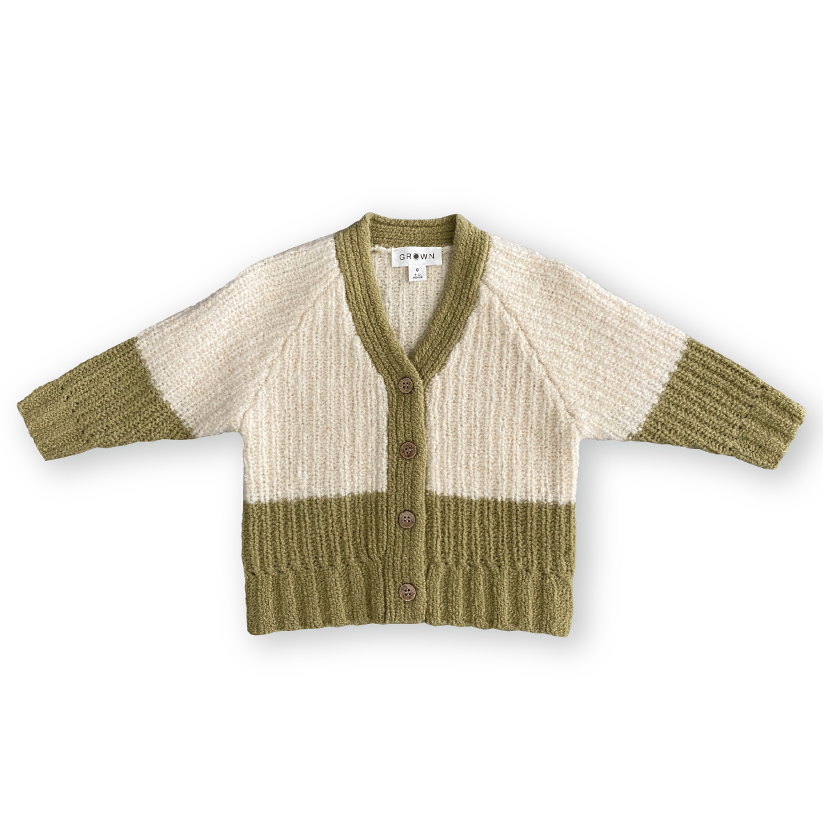 Merino Wool Cardigan - Sage/Milk