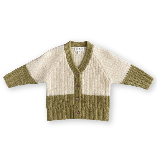 【LAST TWO】Merino Wool Cardigan - Sage/Milk