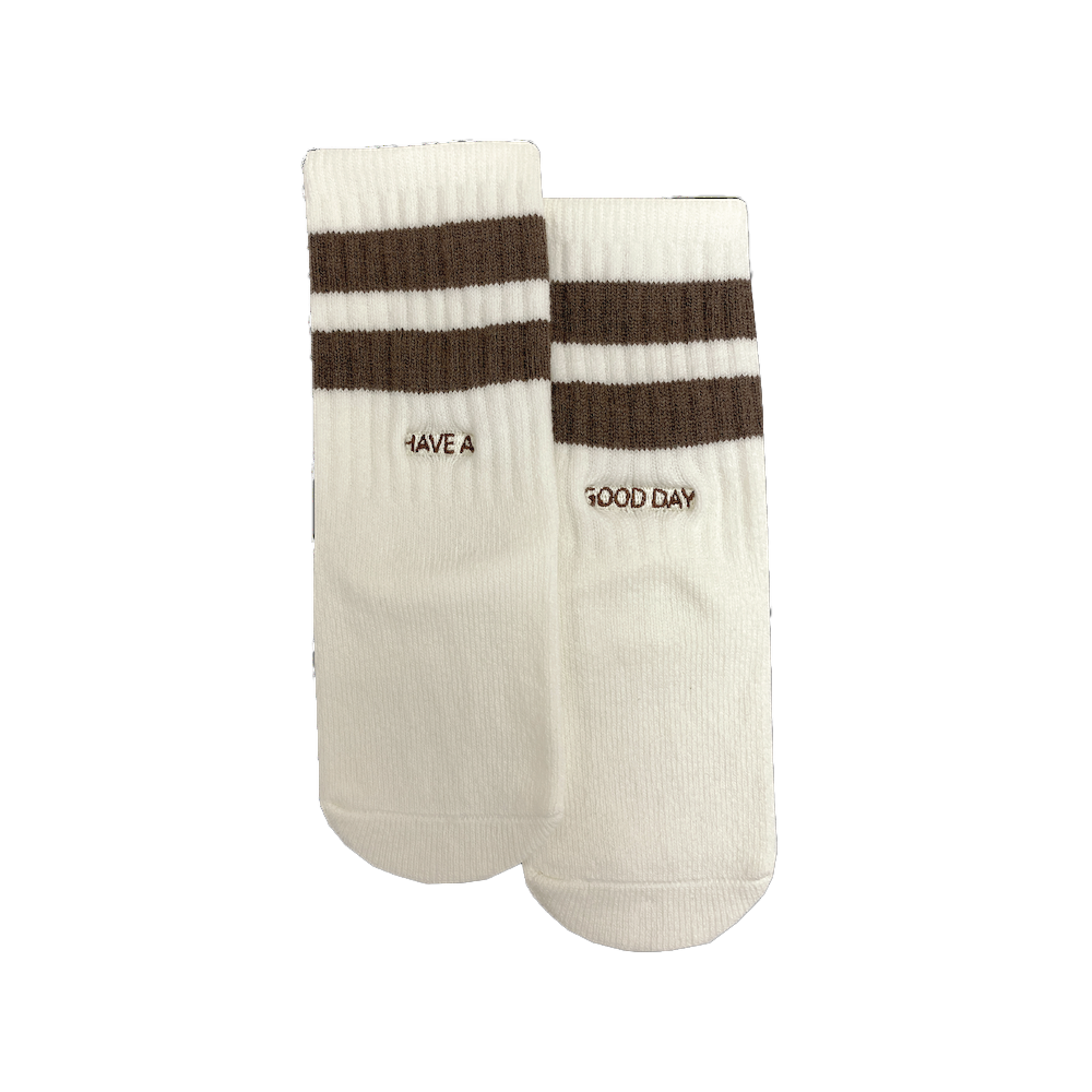 【LAST ONE】Have A Good Day Socks - Milk/Clay