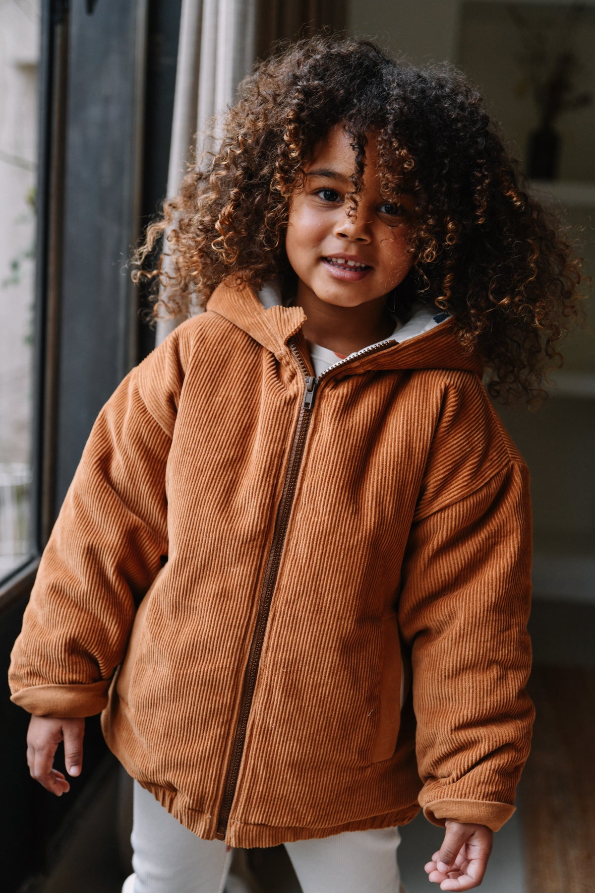 【LAST ONE】MANTEAU FRIO CORDEROY - GINGER Print dots inside
