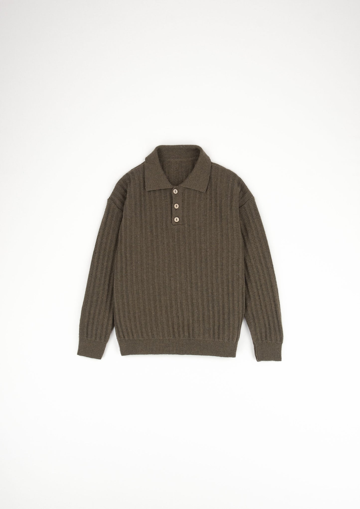 【LAST ONE】Green knitted jersey with shirt-style collar
