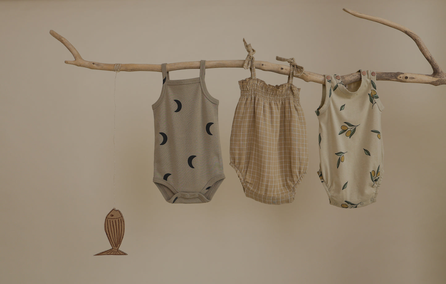 【LAST TWO】Grid Check Spaghetti Bodysuit Wheat
