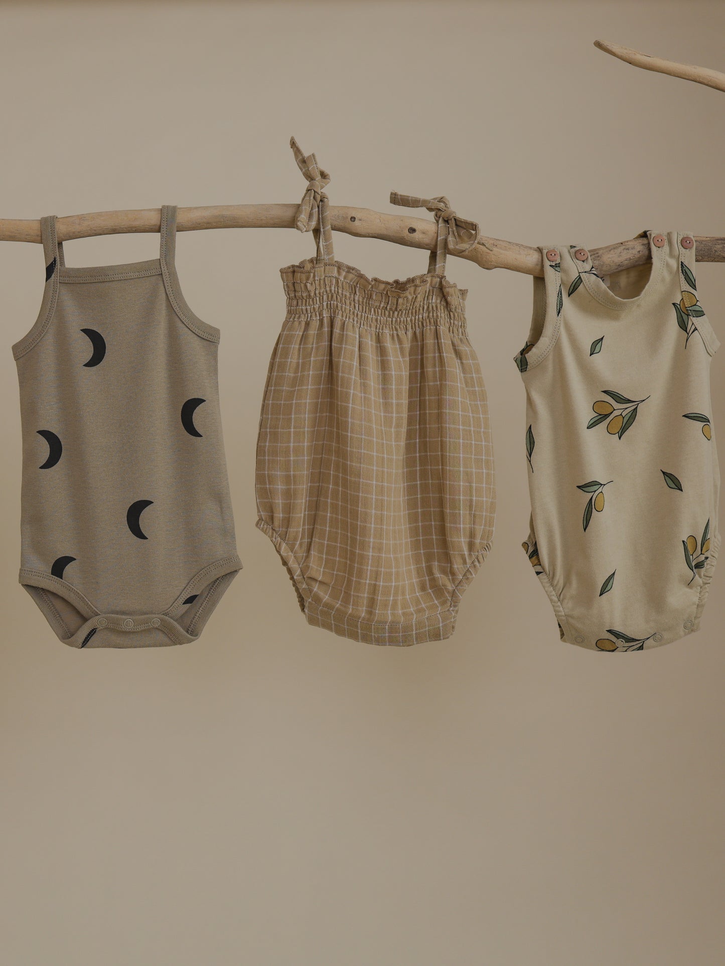 【LAST TWO】Grid Check Spaghetti Bodysuit Wheat
