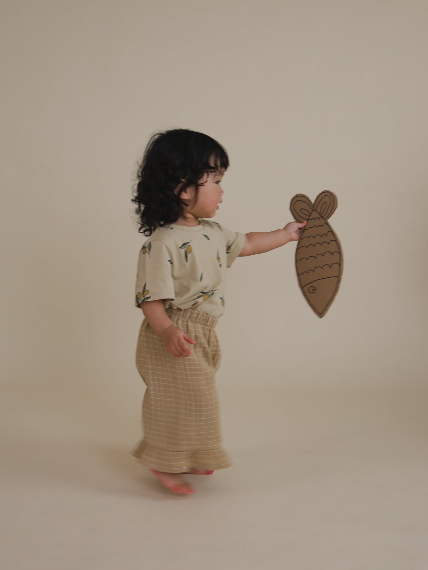 【LAST ONE】Grid Check Frill Culottes Wheat