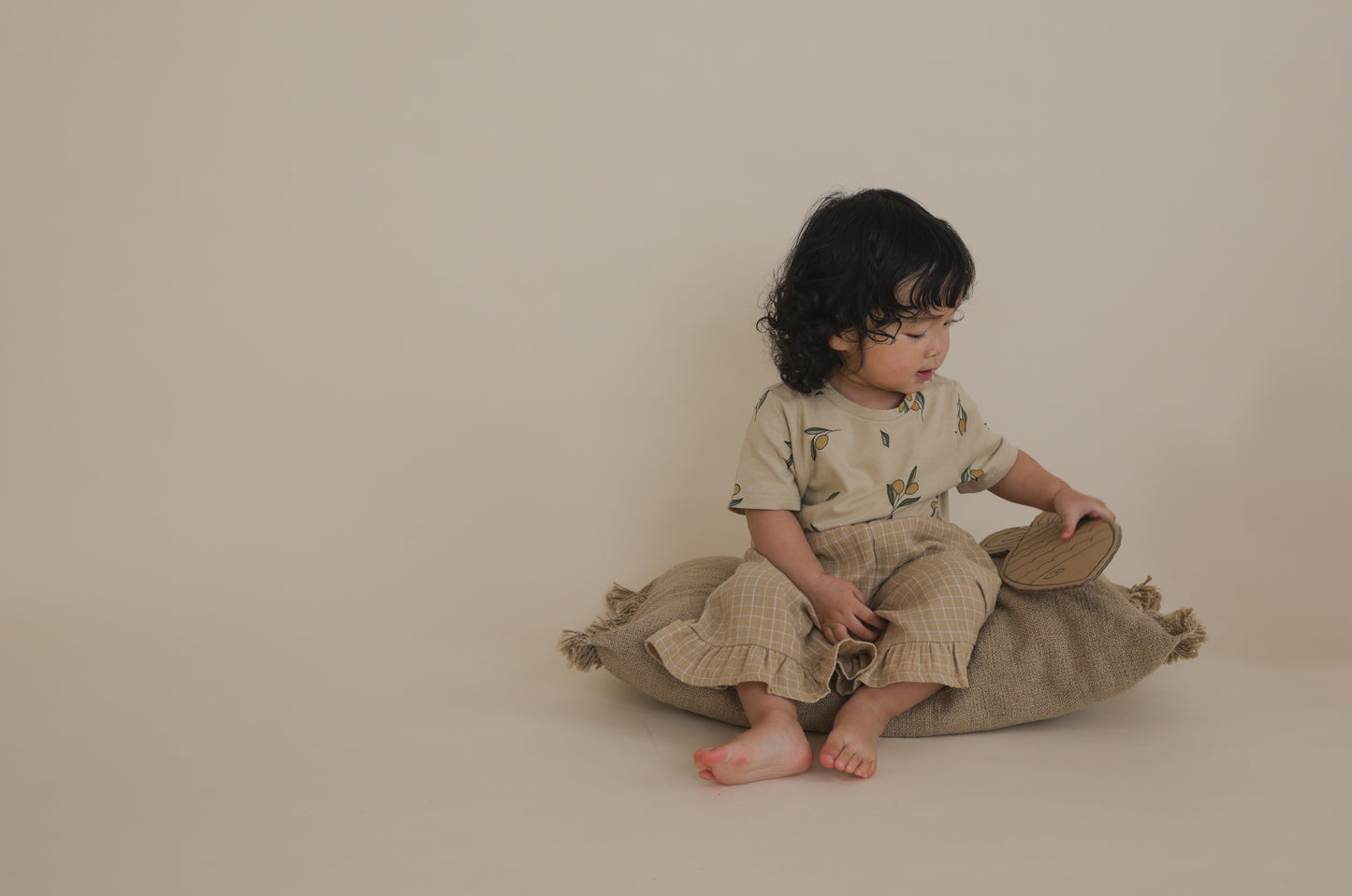 【LAST ONE】Grid Check Frill Culottes Wheat