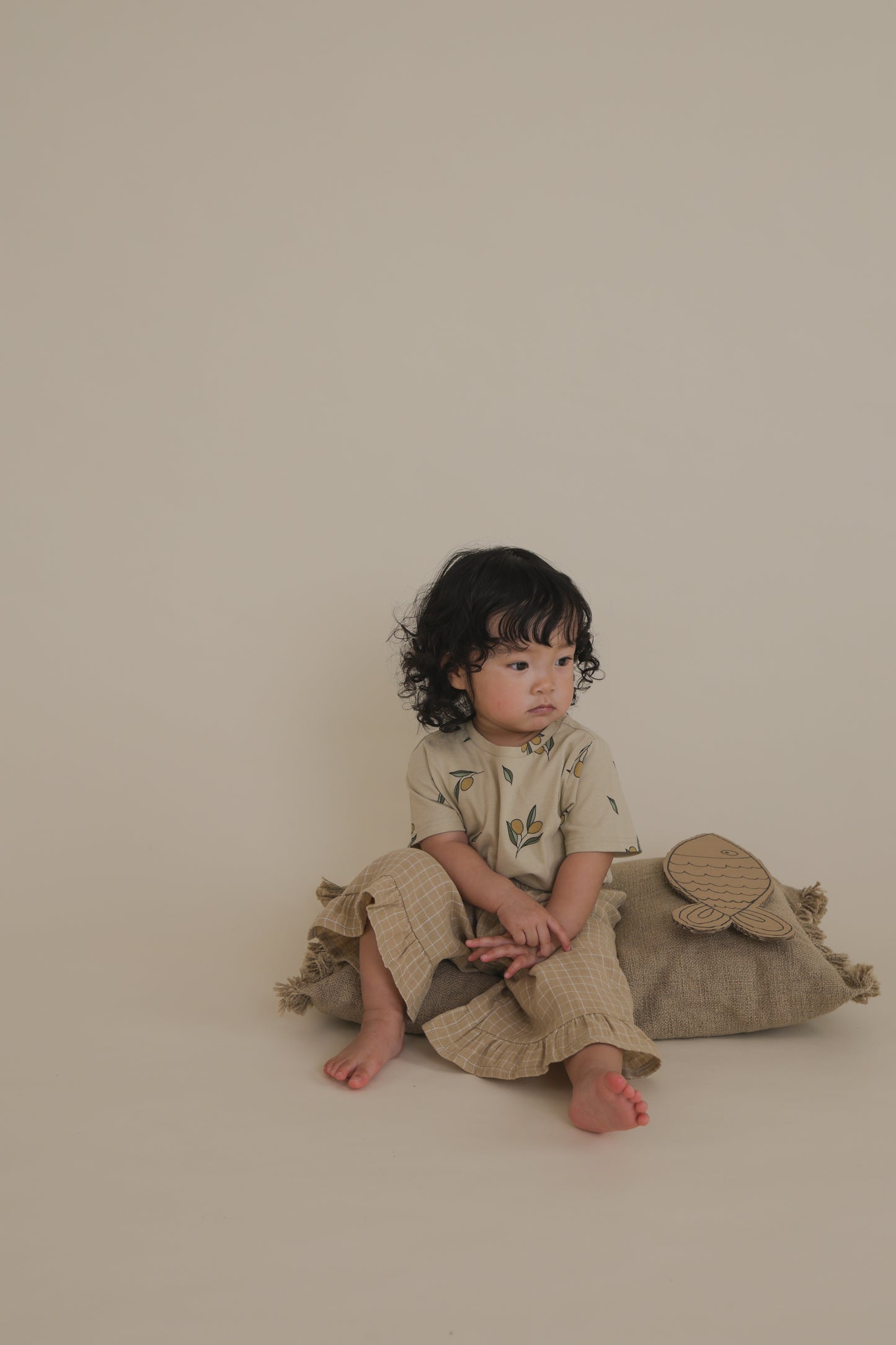 【LAST ONE】Grid Check Frill Culottes Wheat