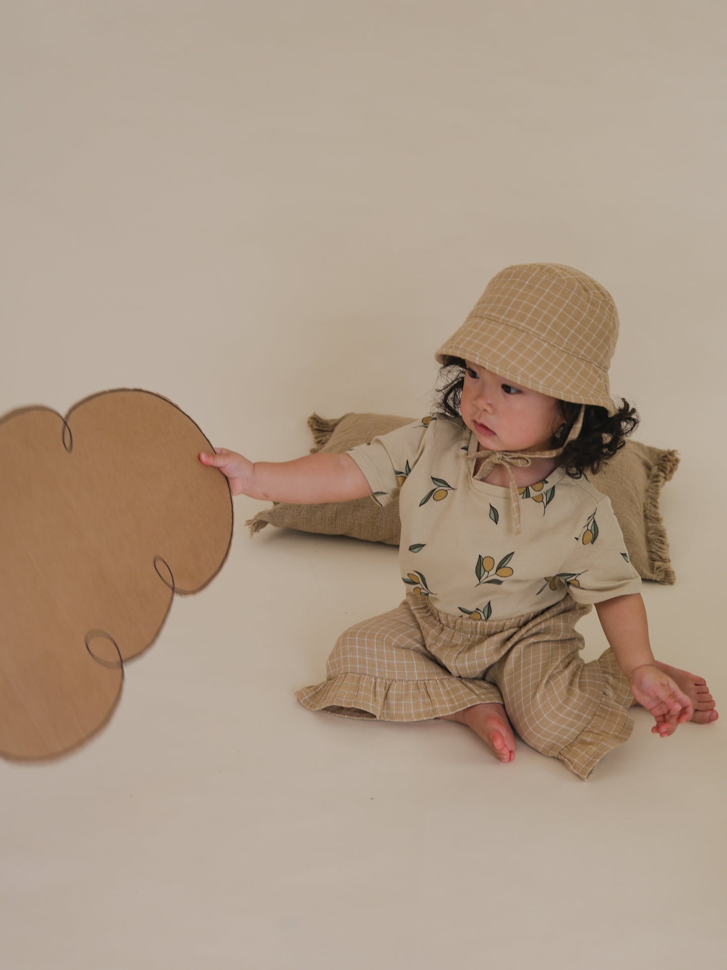 【LAST ONE】Grid Check Frill Culottes Wheat
