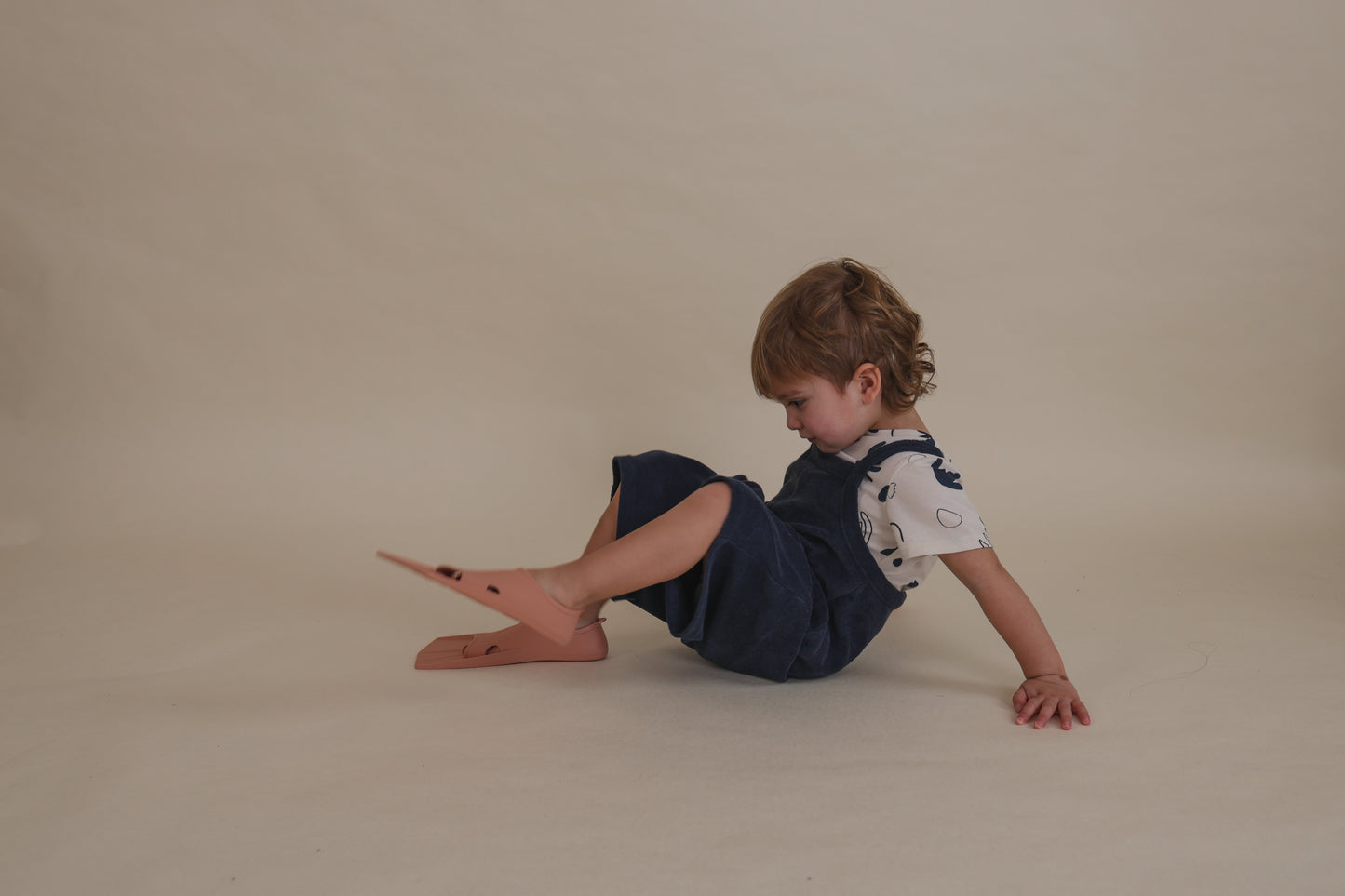 【LAST ONE】Navy Terry Cropped Dungaree