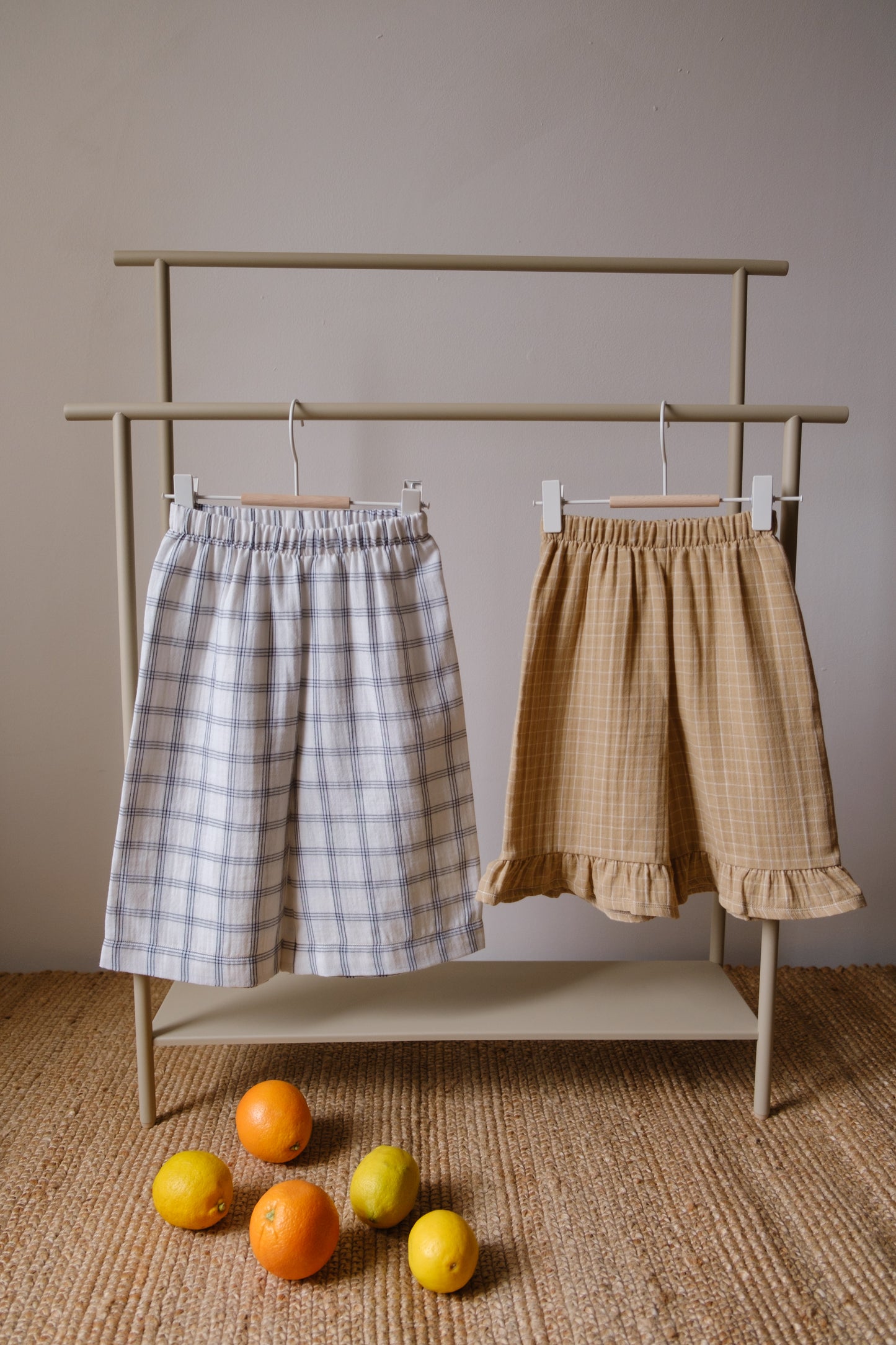 Navy Window Check Wide Leg Pants