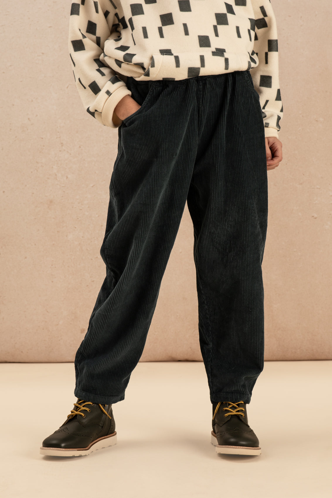 【LAST TWO】PANTALON CARROT CORDEROY - BLUE DENIM
