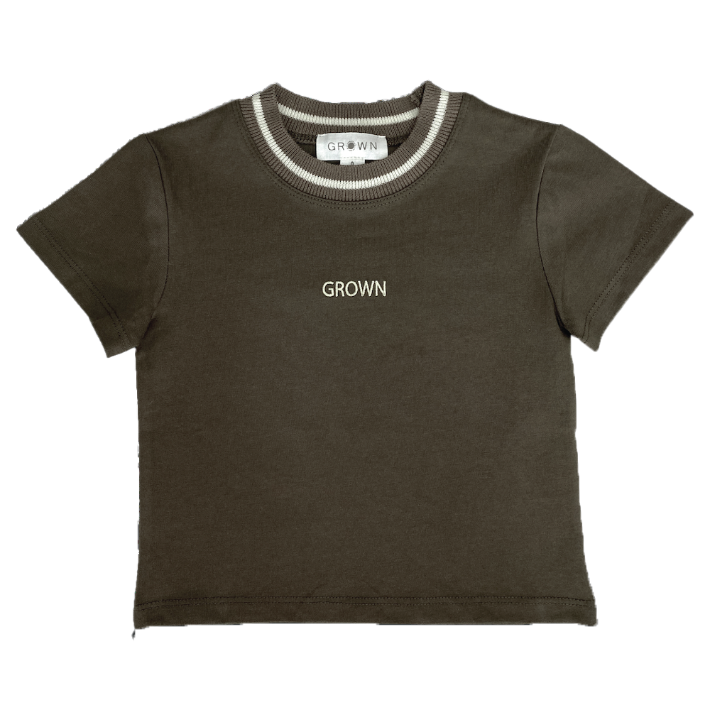 【LAST ONE】Rib Neck Tee - Clay