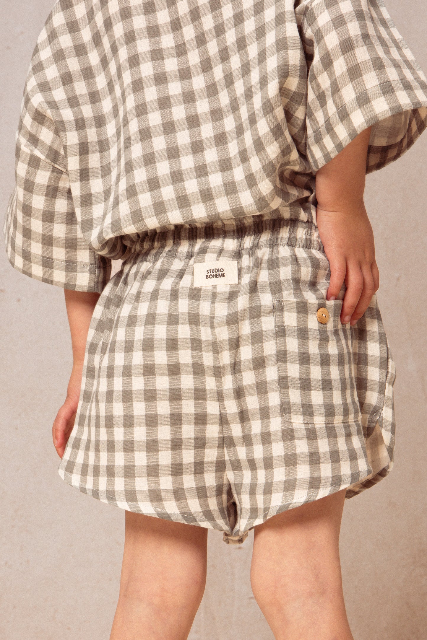 SHORT GEORGETTE - VICHY VERT DE GRIS