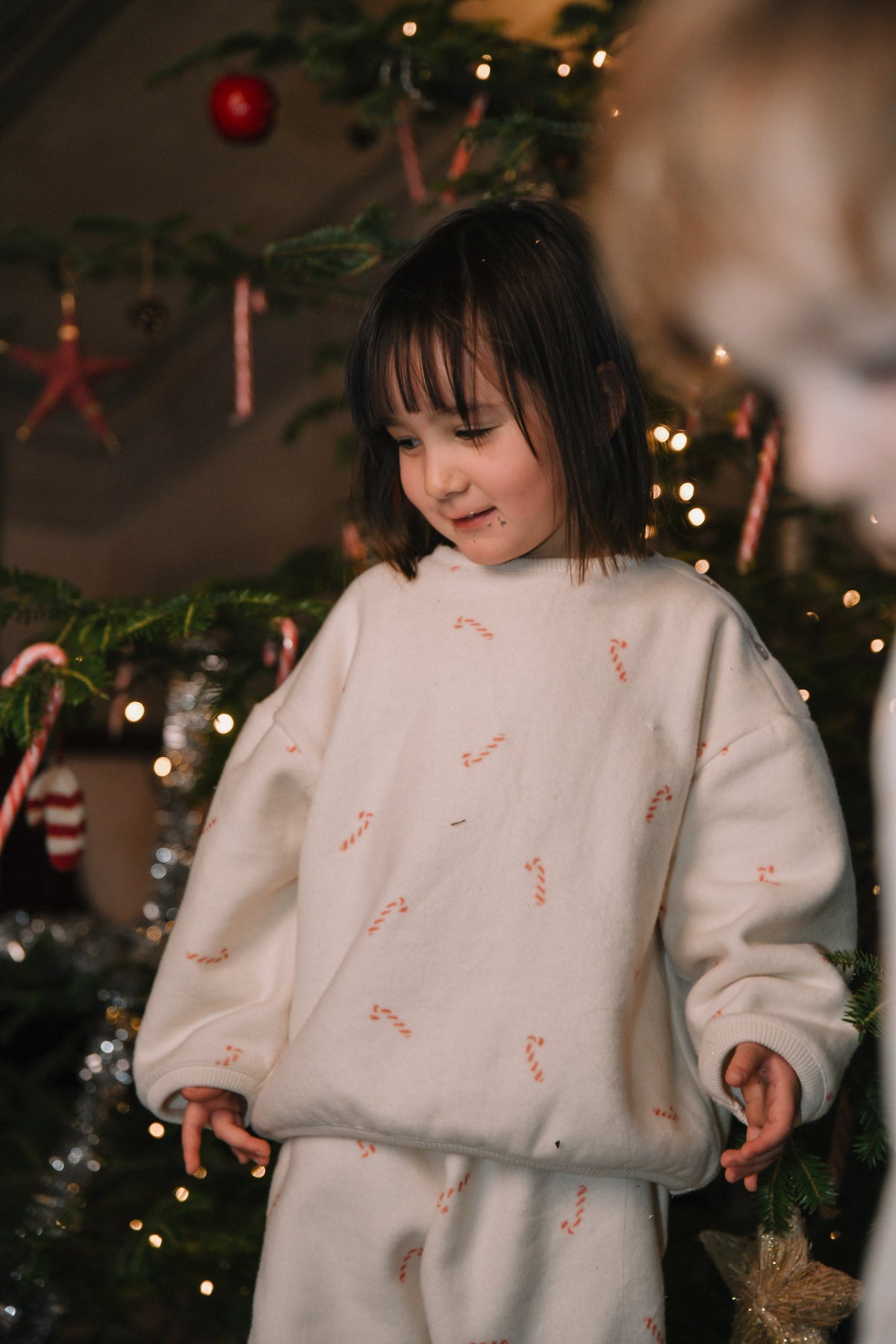 SWEATSHIRT OURS POLAR ECRU CANDY CANE