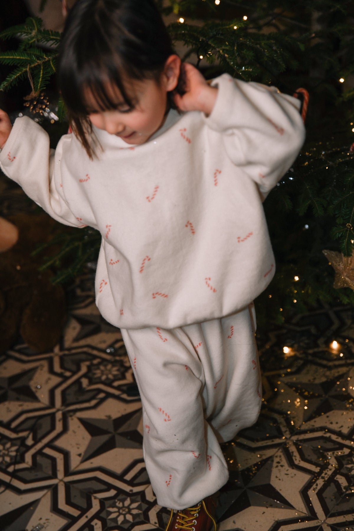 SWEATSHIRT OURS POLAR ECRU CANDY CANE
