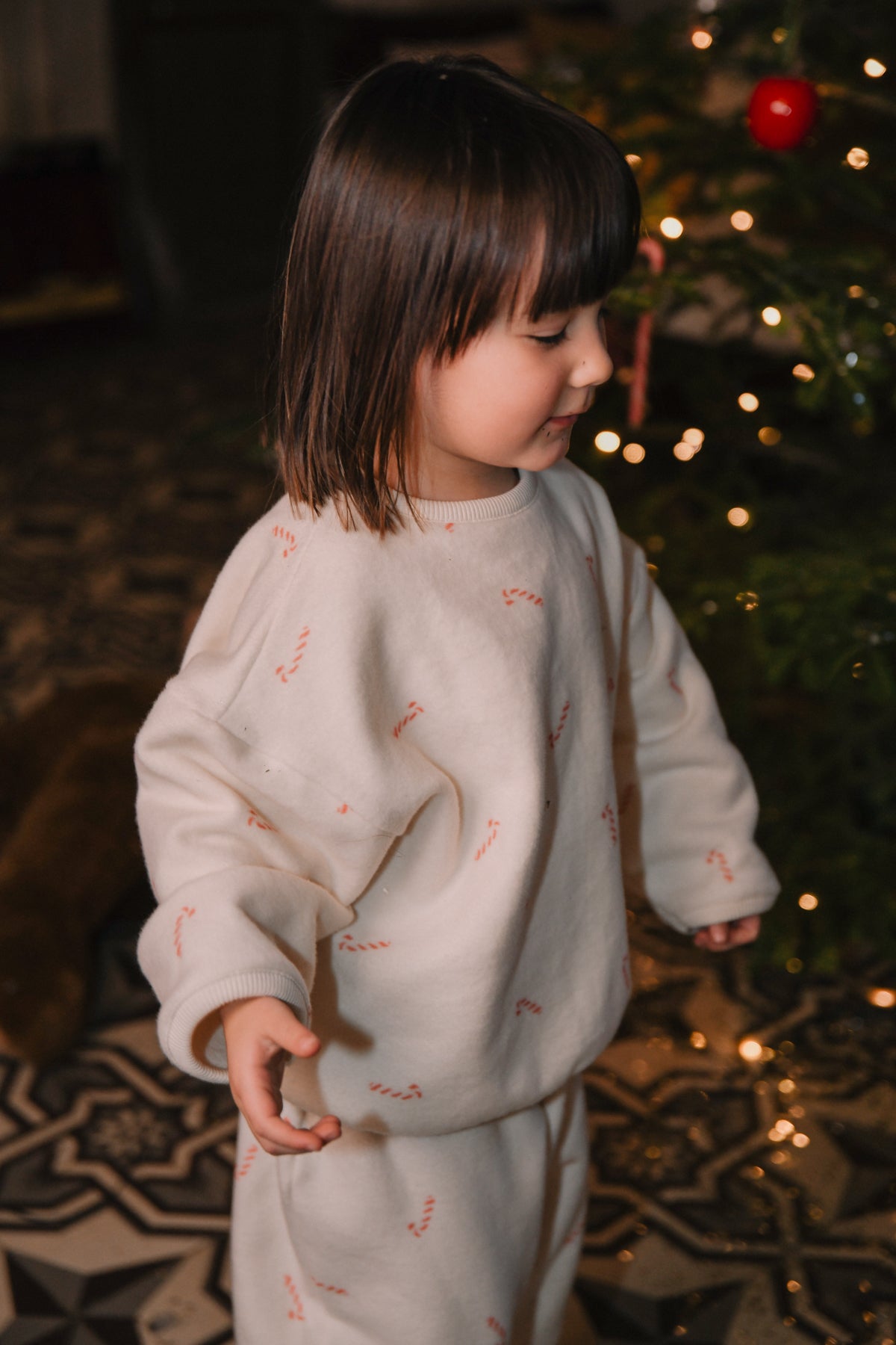 SWEATSHIRT OURS POLAR ECRU CANDY CANE