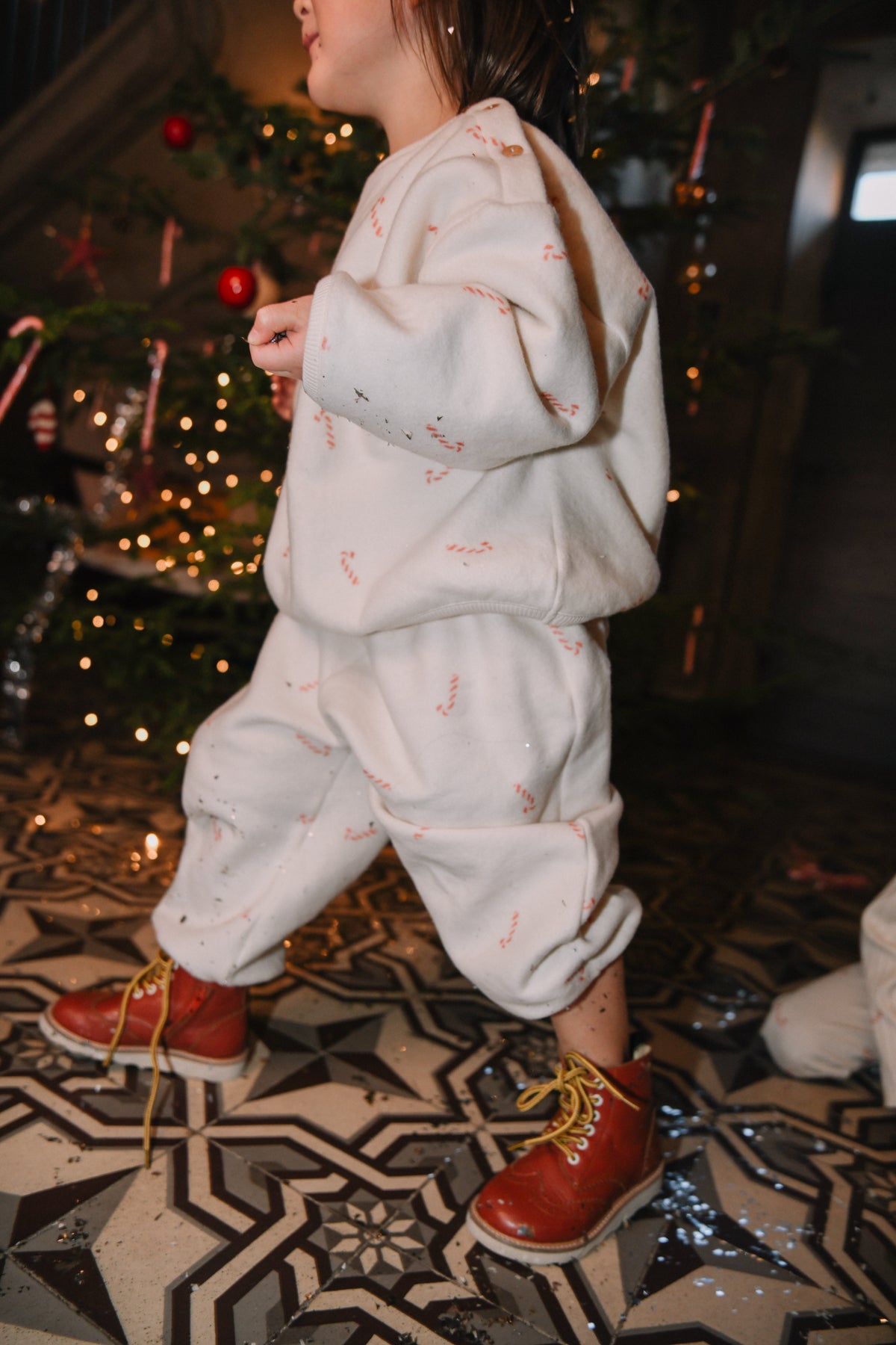 SWEATSHIRT OURS POLAR ECRU CANDY CANE