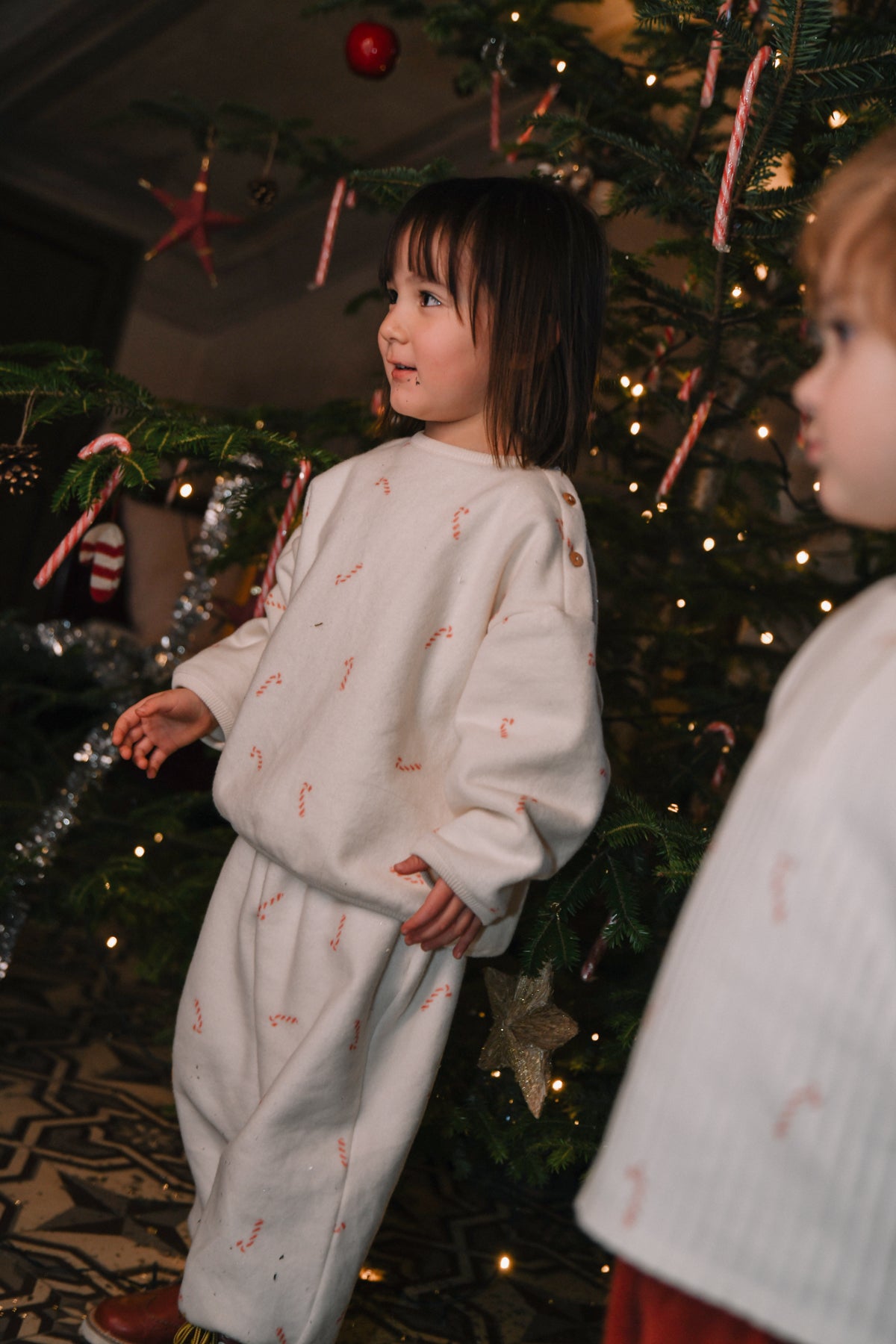 SWEATSHIRT OURS POLAR ECRU CANDY CANE