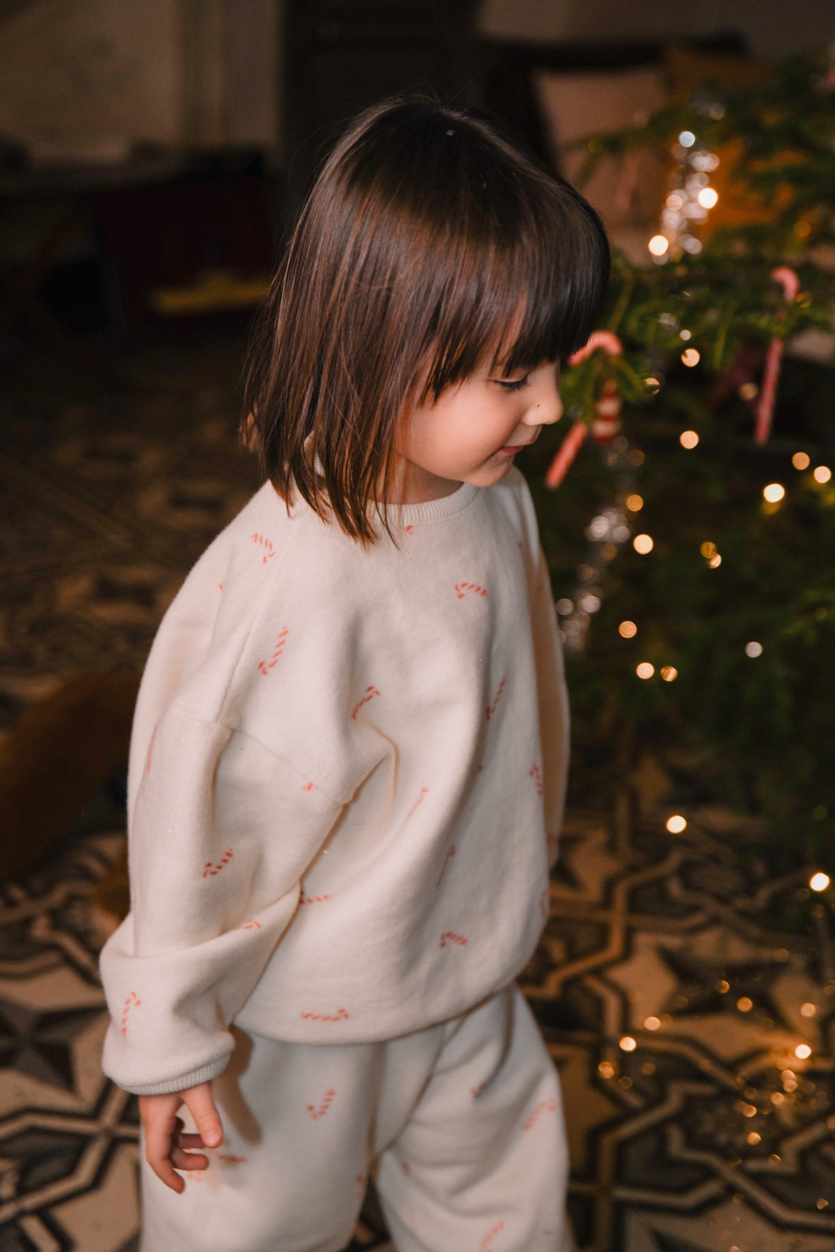 SWEATSHIRT OURS POLAR ECRU CANDY CANE