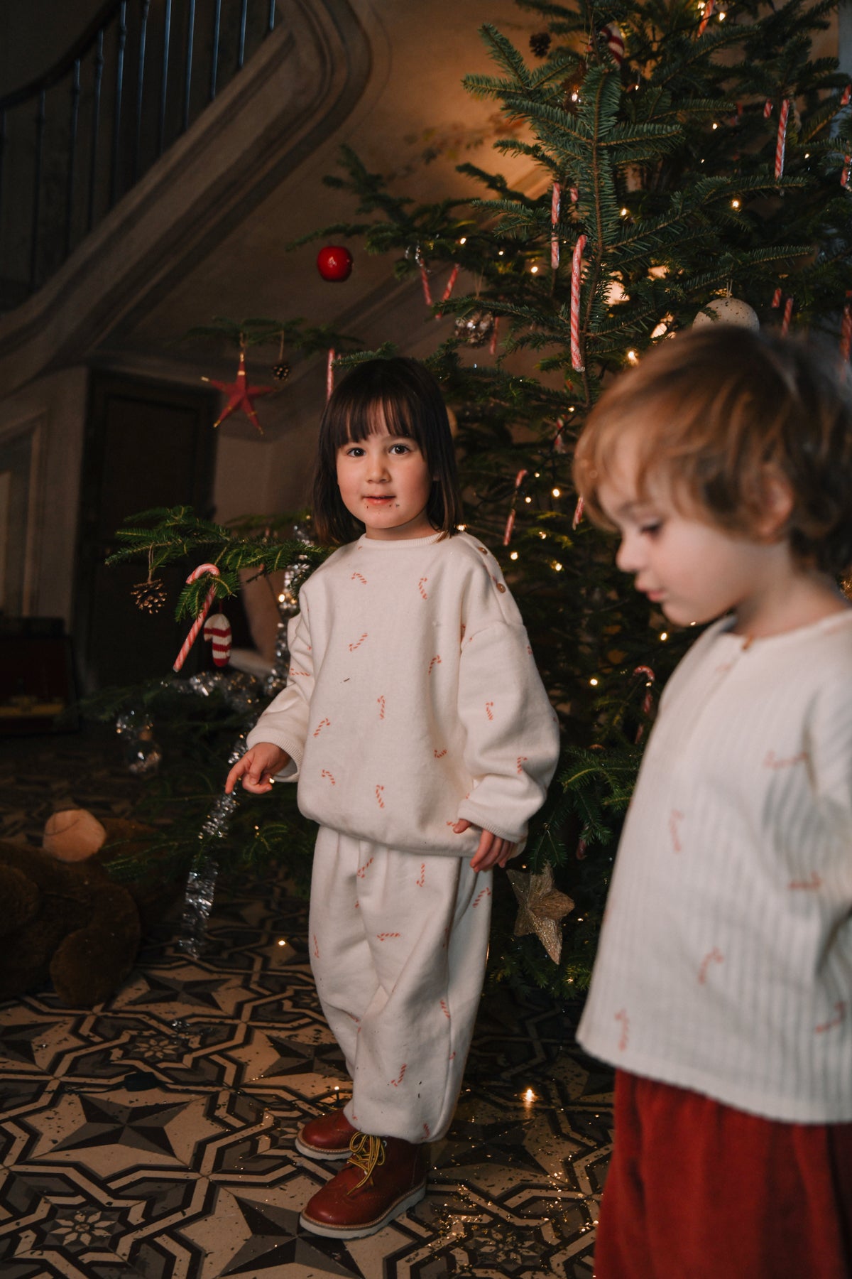 SWEATSHIRT OURS POLAR ECRU CANDY CANE
