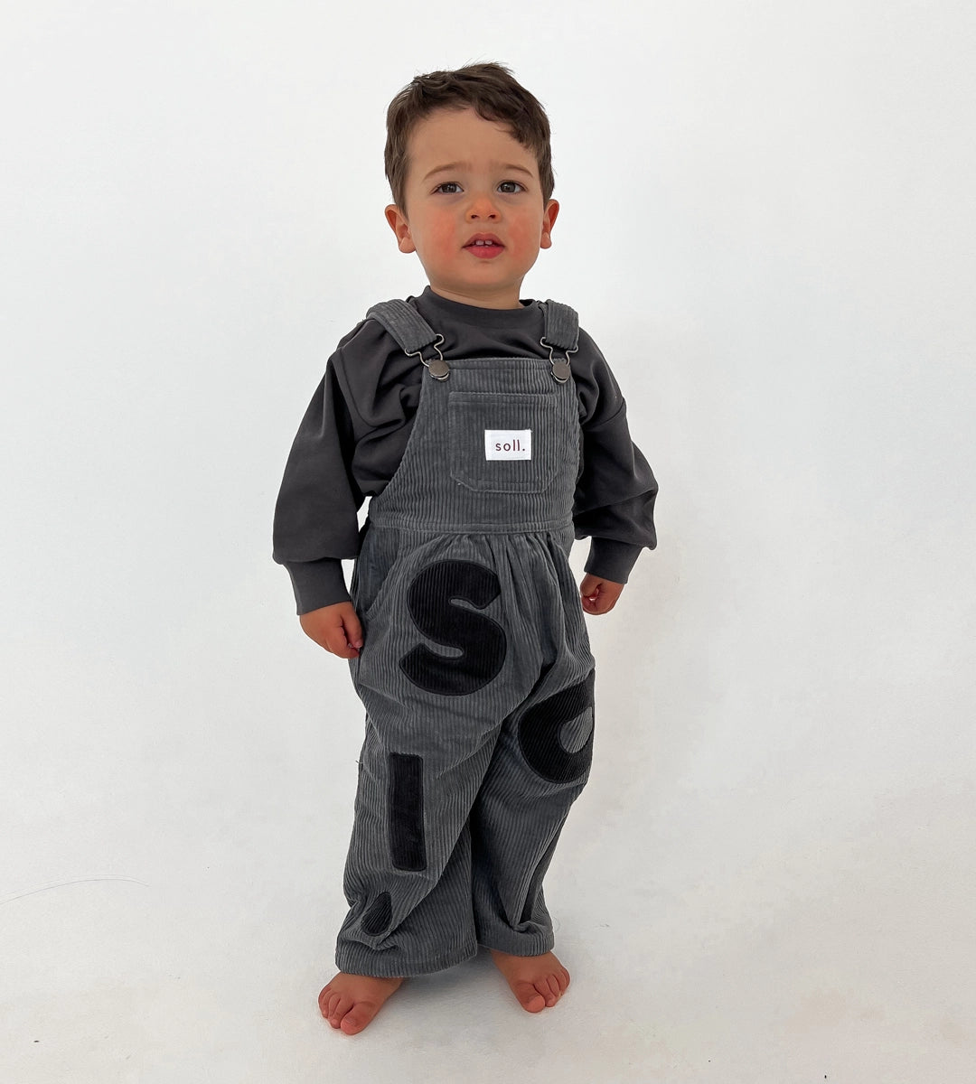 Corduroy Soll Overalls - Charcoal
