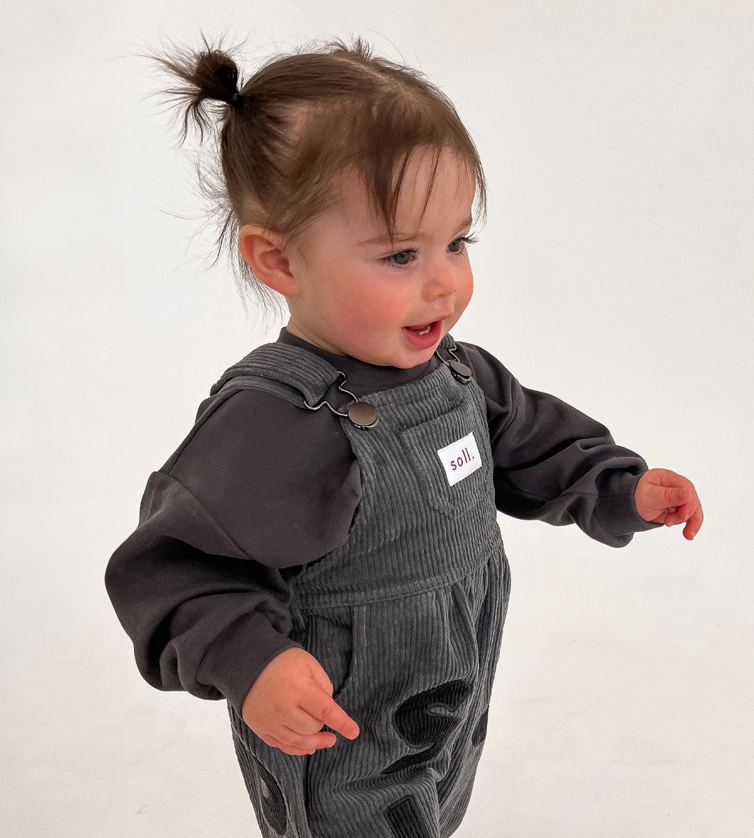 Corduroy Soll Overalls - Charcoal