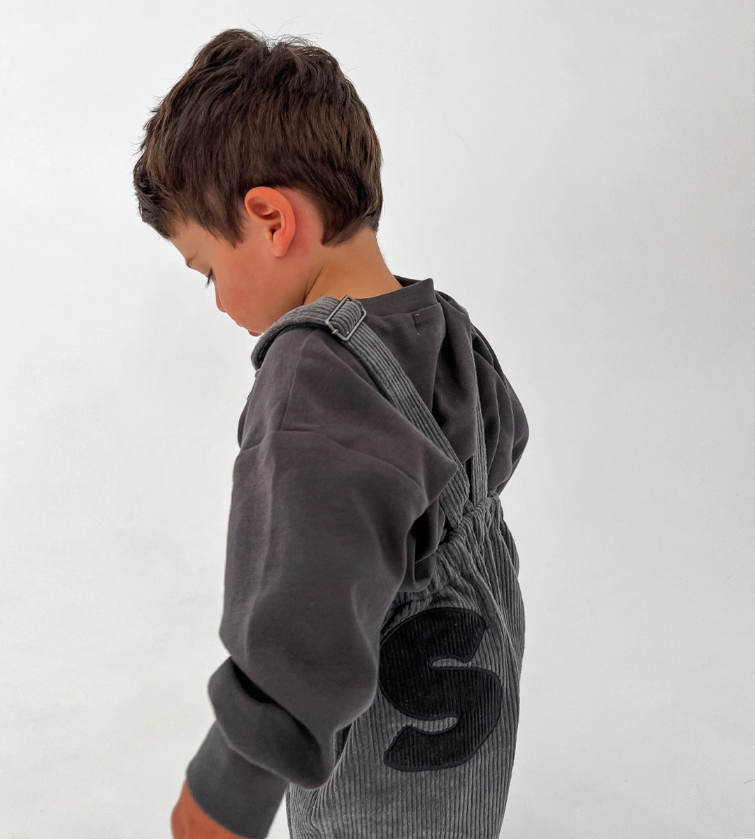 Corduroy Soll Overalls - Charcoal