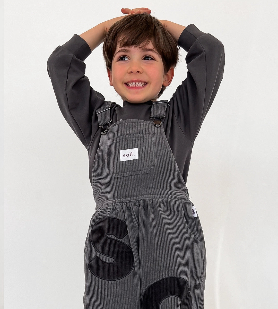 Corduroy Soll Overalls - Charcoal