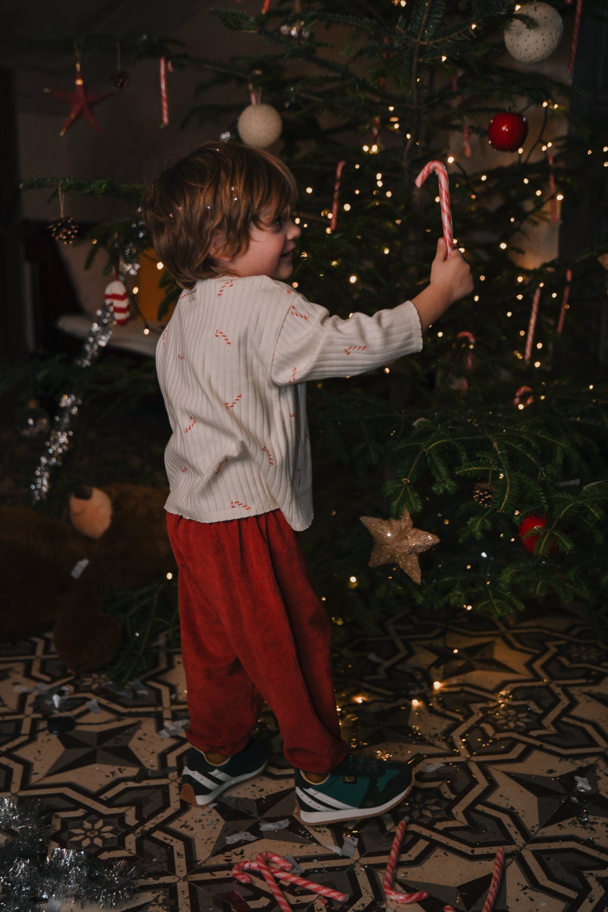 【LAST ONE】TSHIRT ORSO RIB ML CANDY CANE