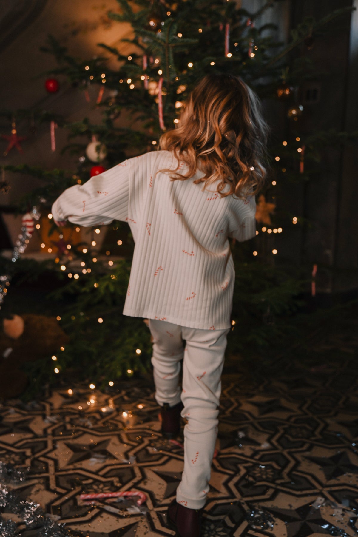 【LAST ONE】LEGGINGS ROM POM ECRU CANDY CANE