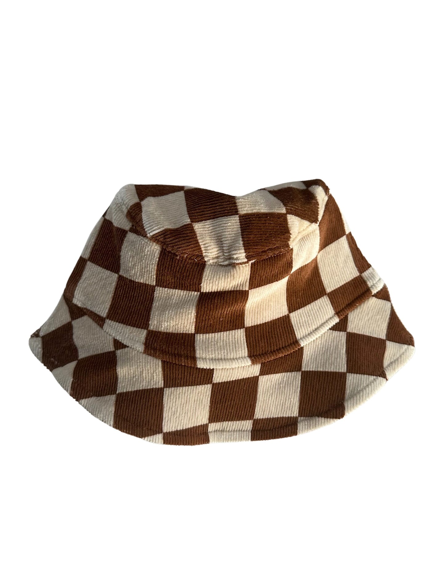 Check velvet bucket hat