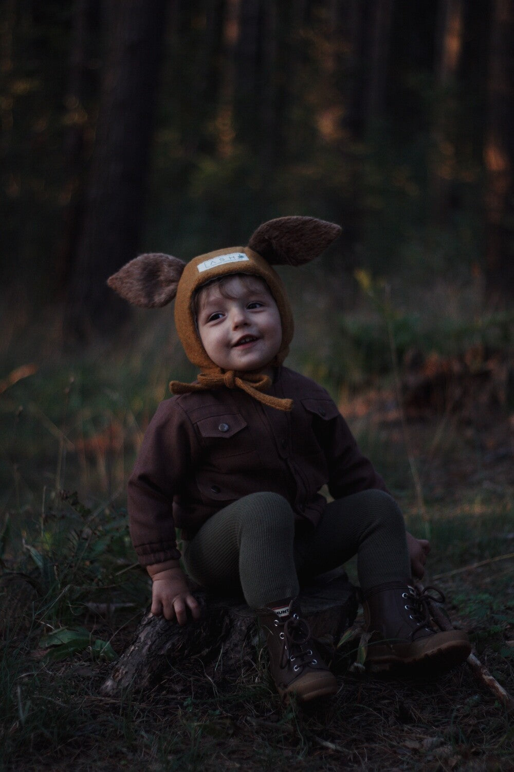 MUSTARD RABBIT WOOL BONNET