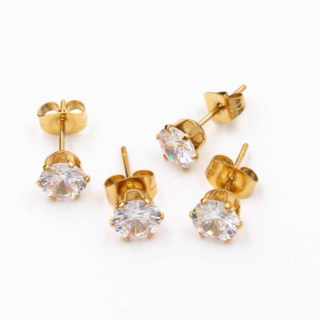 Stone pierced earrings