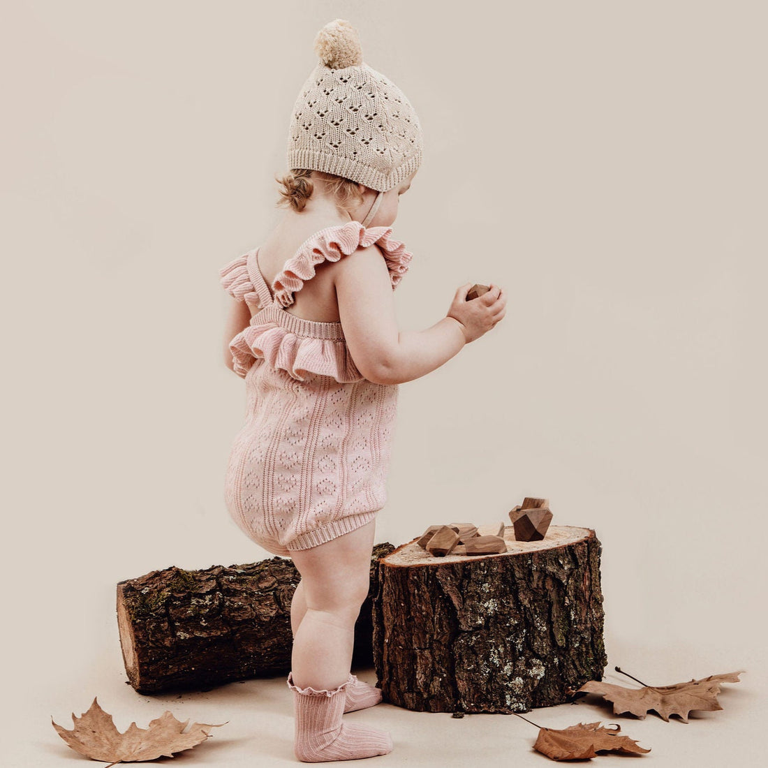 Aster & Oak - Pink Heart Knit Romper