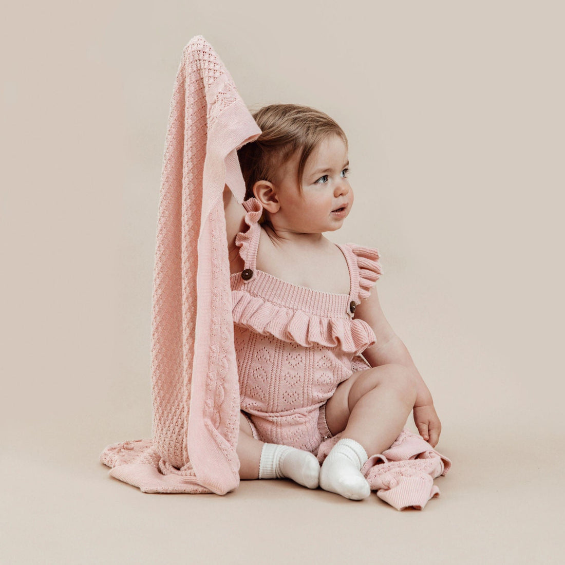 Aster & Oak - Pink Heart Knit Romper