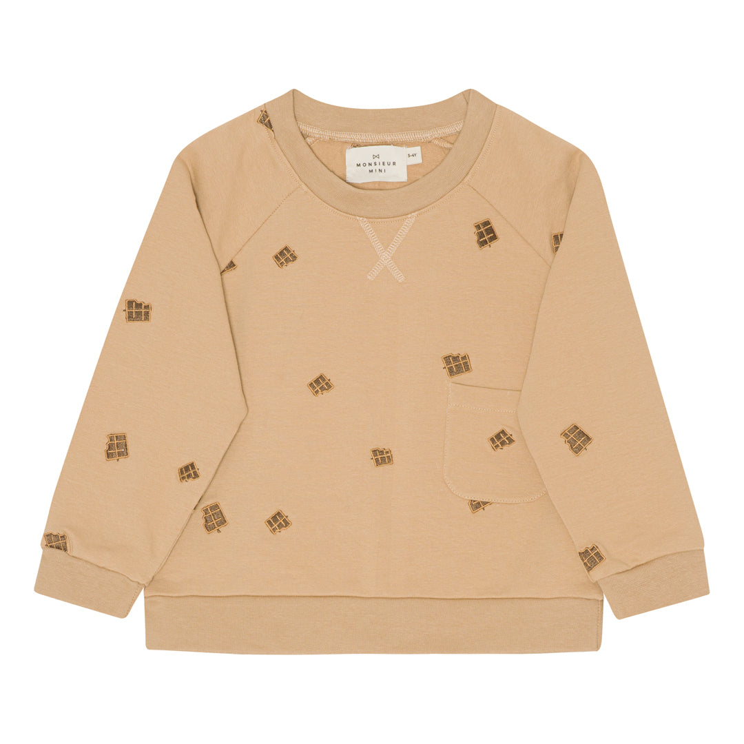 MONSIEUR MINI - Embroidery Chocolate Sweatshirt