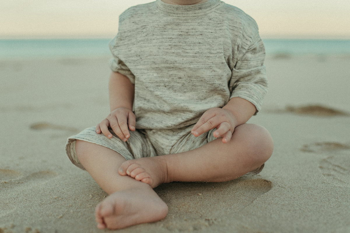 【LAST ONE】Organic Knitted 3/4 Jumpsuit - Wheat